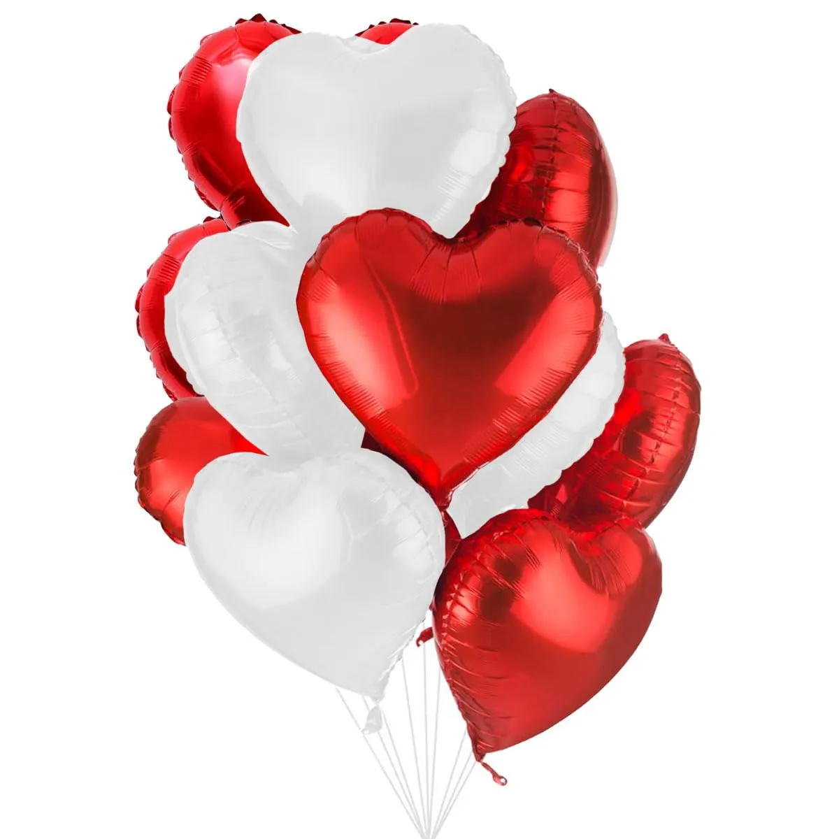25 Palloncini a Forma di Cuore Rossi e Bianchi ad Elio o Aria per Decorazione Romantica, San Valentino, Anniversario Matrimonio e Fidanzamento - immagine 1