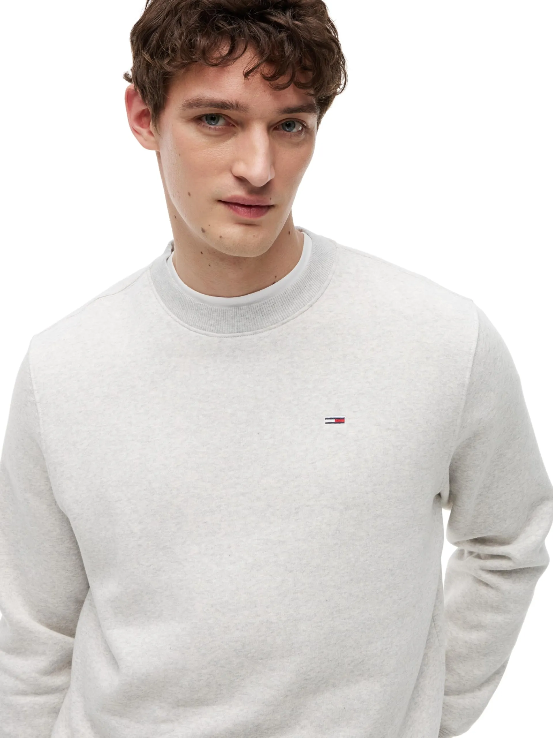 Tommy Jeans Tjm Reg S Flag Crew Dm0Dm20741, Felpa Pullover, Uomo, Grigio (Silver Grey Heather), XL - immagine 3