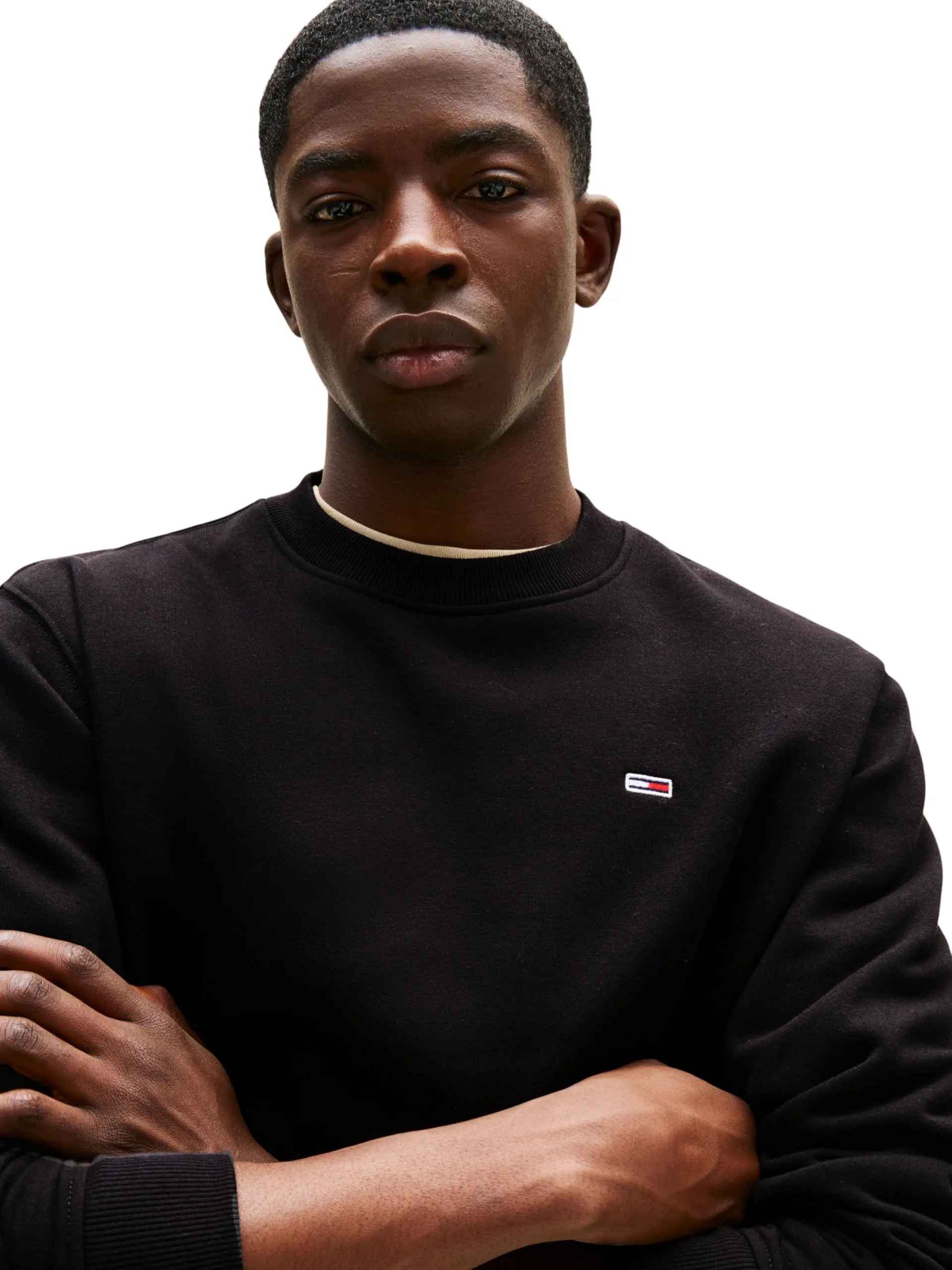Tommy Jeans Tjm Reg S Flag Crew Dm0Dm20741, Felpa Pullover, Uomo, Nero (Black), S - immagine 3