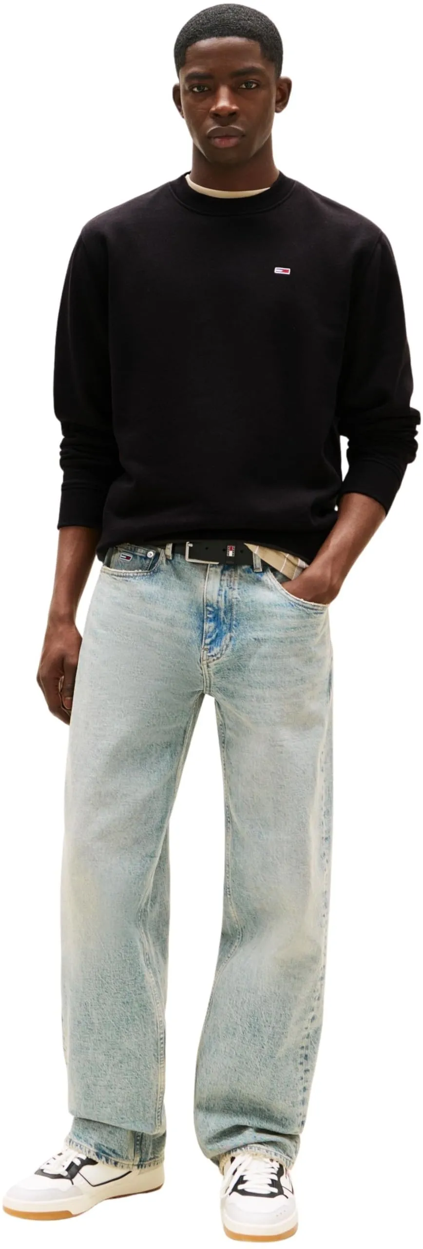 Tommy Jeans Tjm Reg S Flag Crew Dm0Dm20741, Felpa Pullover, Uomo, Nero (Black), XS - immagine 4