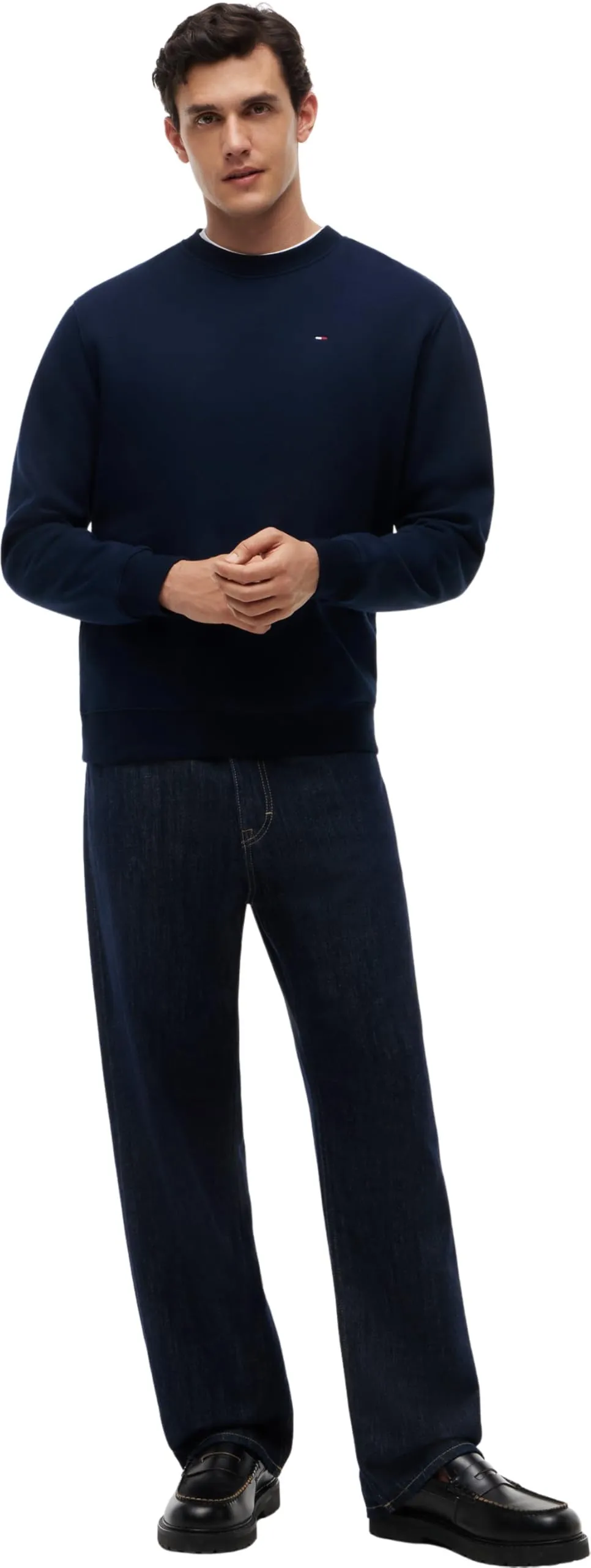 Tommy Jeans Tjm Reg S Flag Crew Dm0Dm20741, Felpa Pullover, Uomo, Blu (Dark Night Navy), S - immagine 5