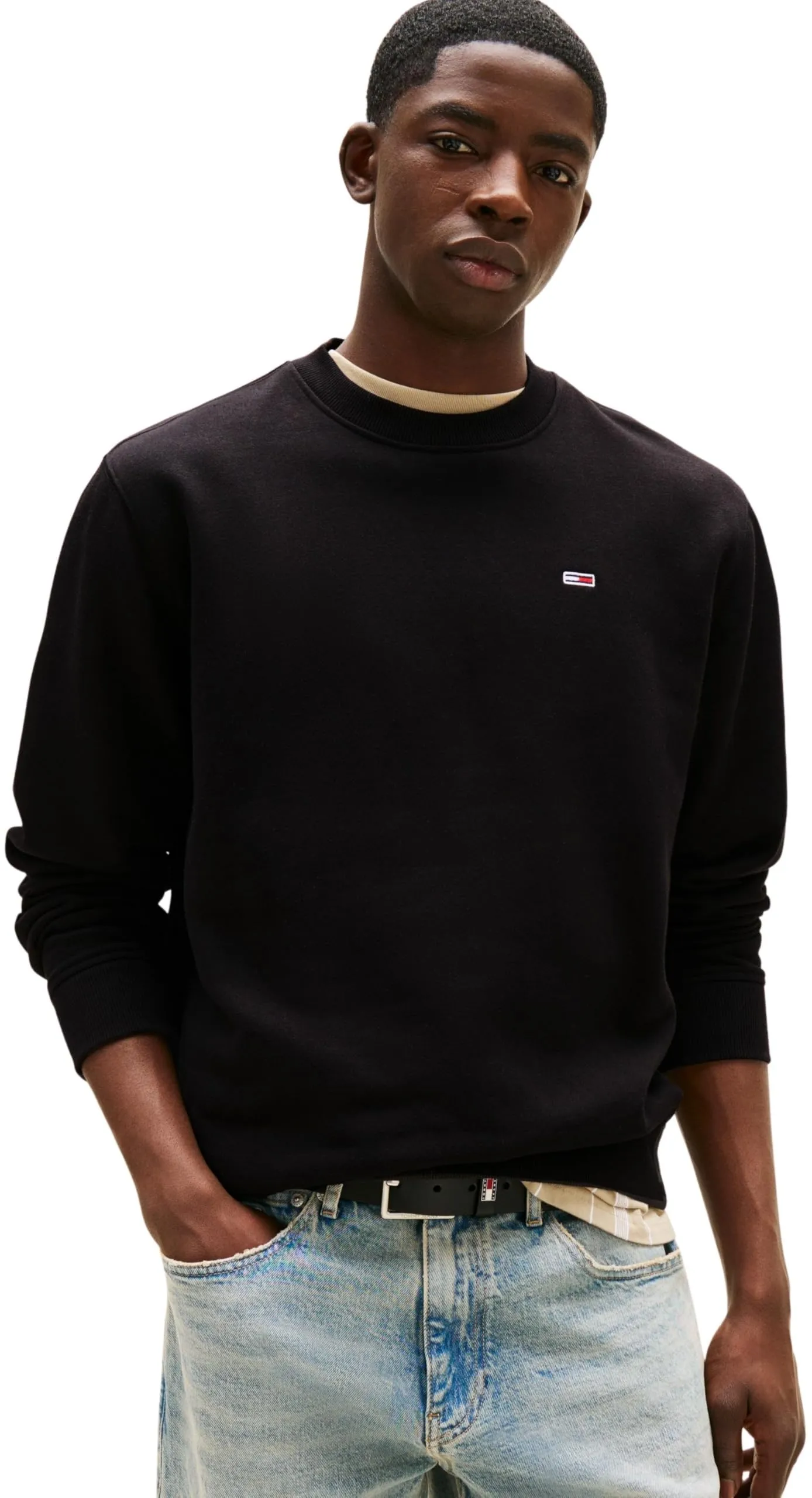 Tommy Jeans Tjm Reg S Flag Crew Dm0Dm20741, Felpa Pullover, Uomo, Nero (Black), XL - immagine 1
