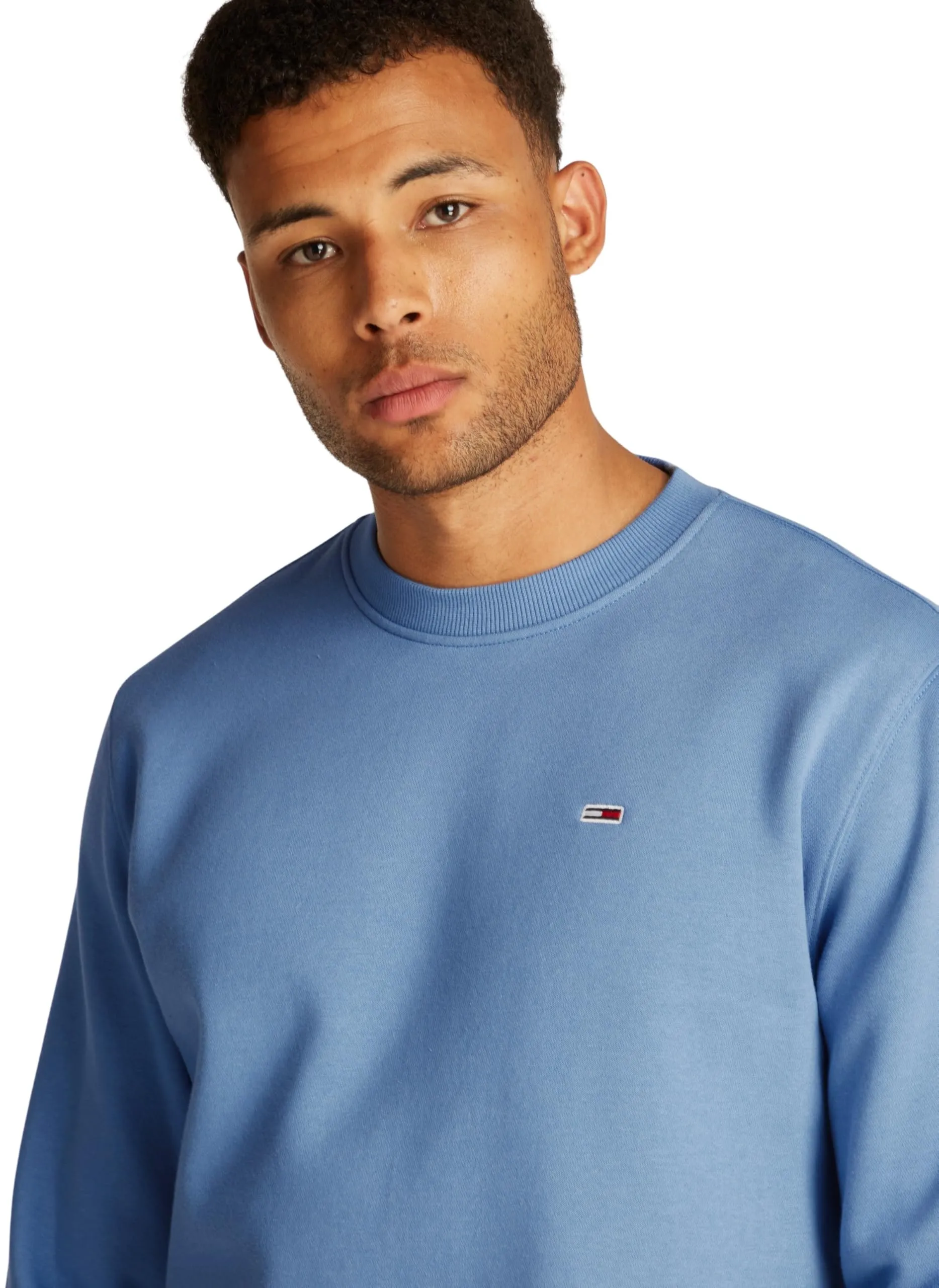 Tommy Jeans Tjm Reg S Flag Crew Dm0Dm20741, Felpa Pullover, Uomo, Blu (Colorado Blue), XS - immagine 3
