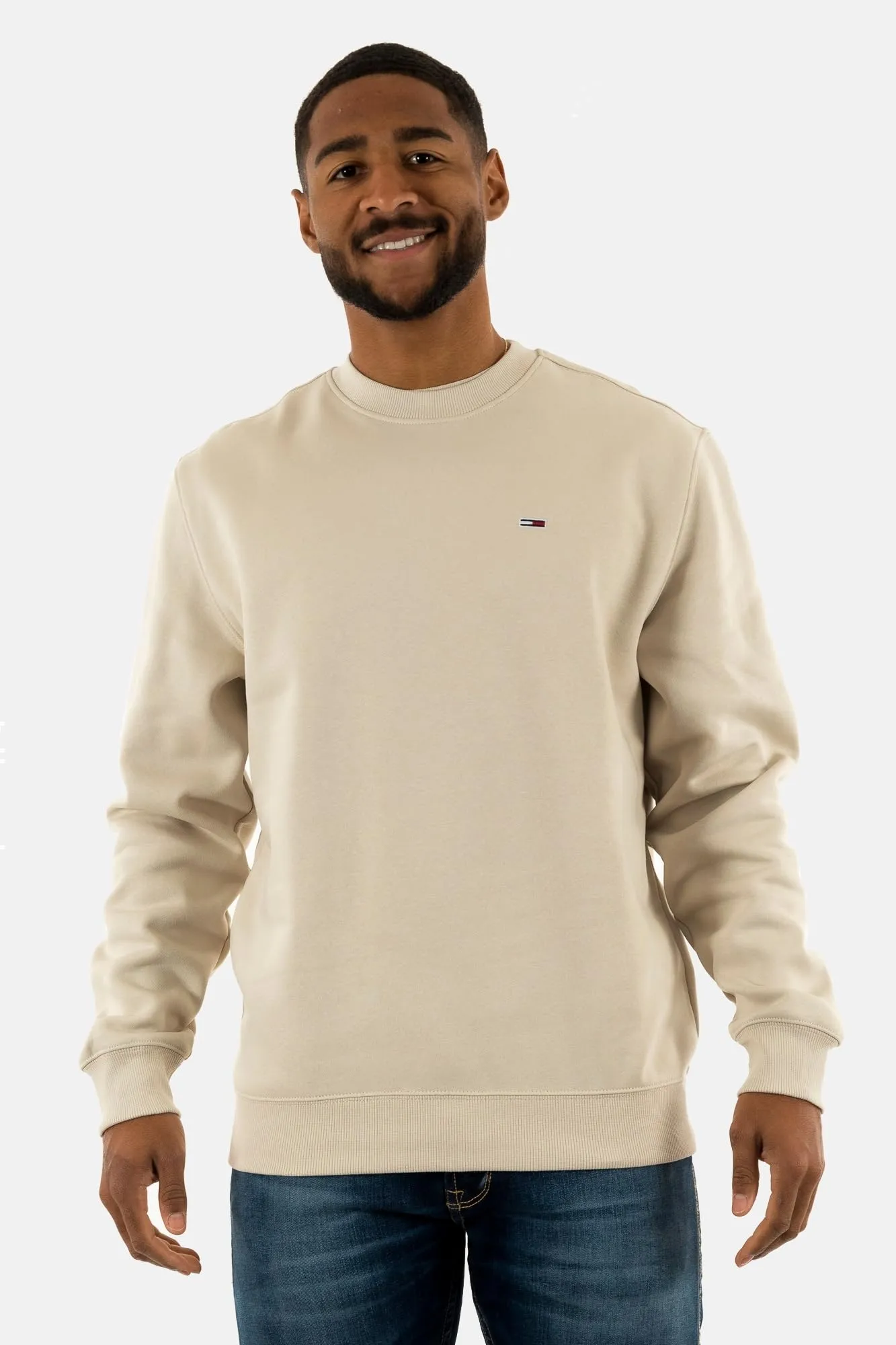 Tommy Jeans Tjm Reg S Flag Crew Dm0Dm20741, Felpa Pullover, Uomo, Beige (Newsprint), XS - immagine 2