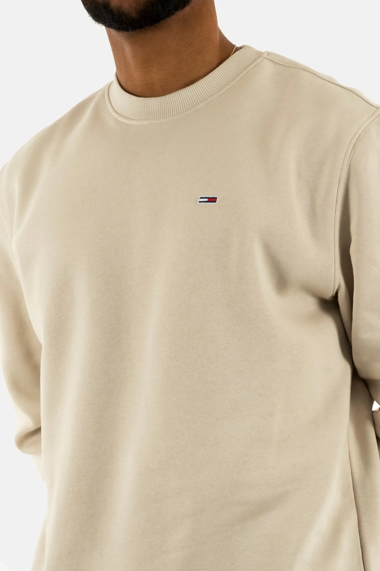 Tommy Jeans Tjm Reg S Flag Crew Dm0Dm20741, Felpa Pullover, Uomo, Beige (Newsprint), XS - immagine 4
