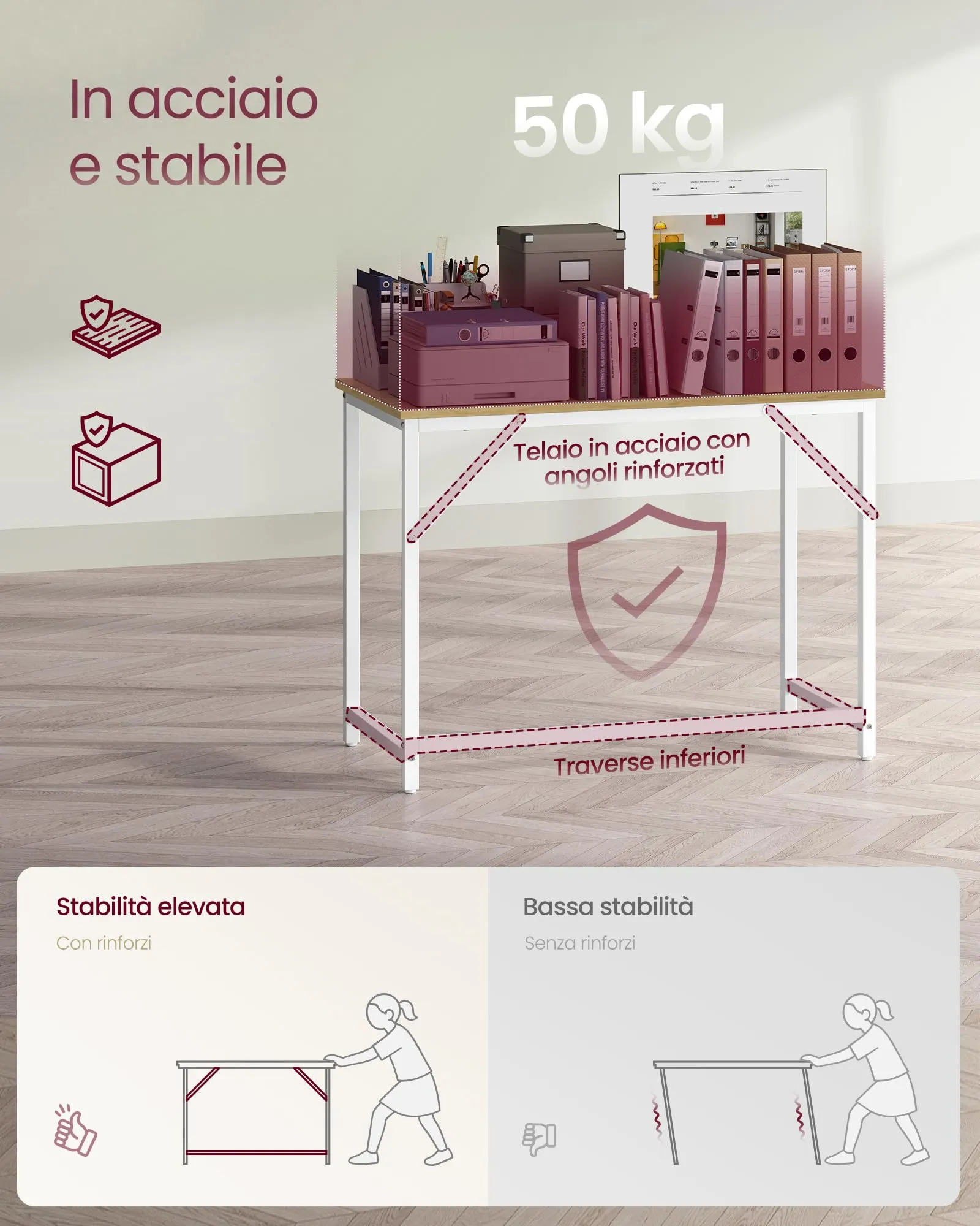 VASAGLE Scrivania per Computer, Postazione Lavoro, 100 x 50 x 76 cm - immagine 4