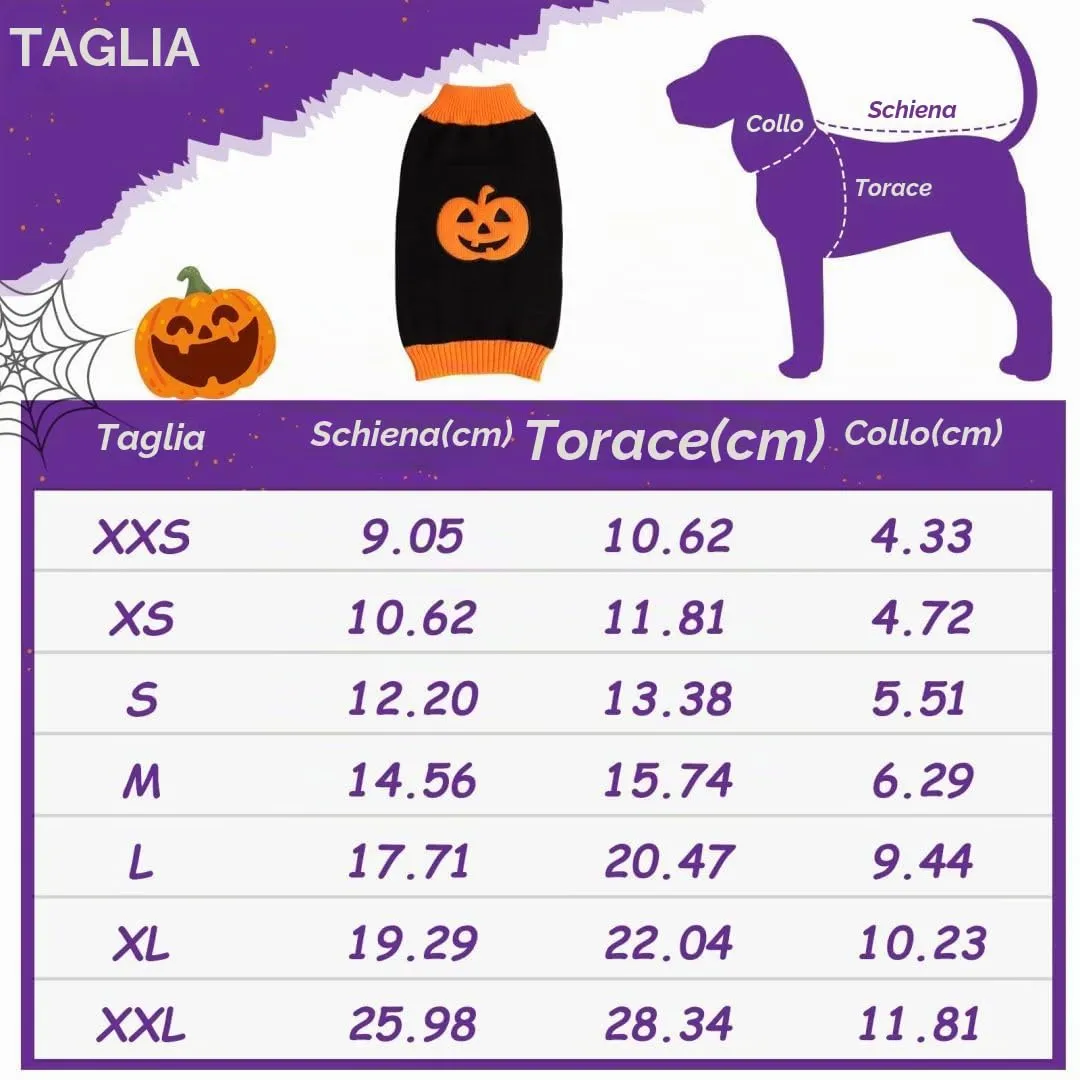 Maglioncino Cane Halloween Costume Gatto Caldi Vestito Zucca -Nero M - immagine 3