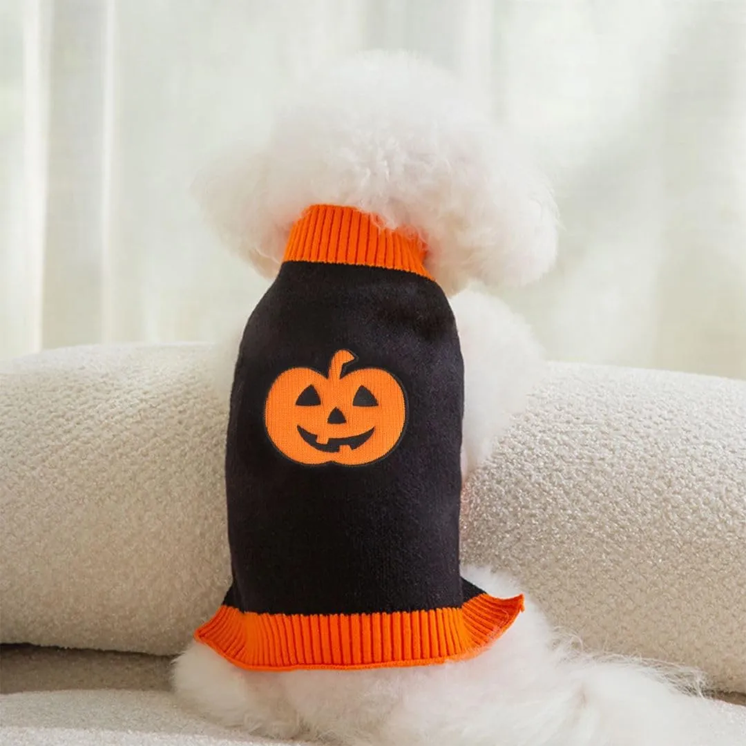 Maglioncino Cane Halloween Costume Gatto Caldi Vestito Zucca -Nero M - immagine 7