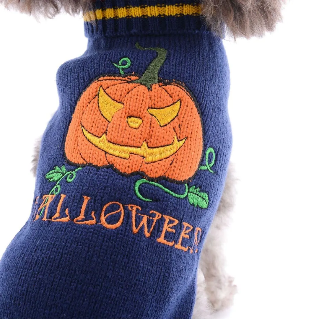 Maglioncino Cane Halloween Costume Gatto Caldi Vestito Zucca -Blu L - immagine 7