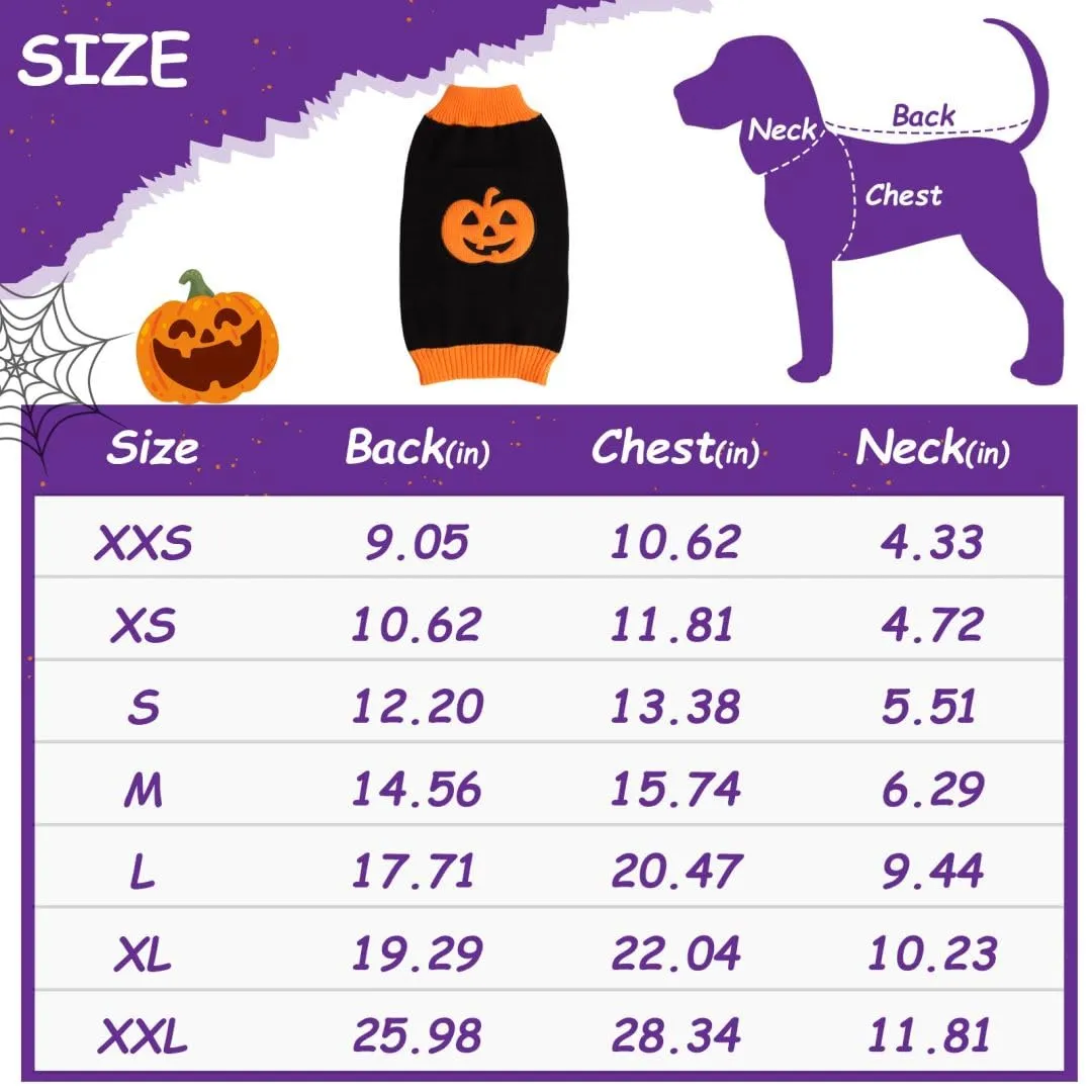 Maglioncino Cane Halloween Costume Gatto Caldi Vestito Zucca -Nero XXS - immagine 3