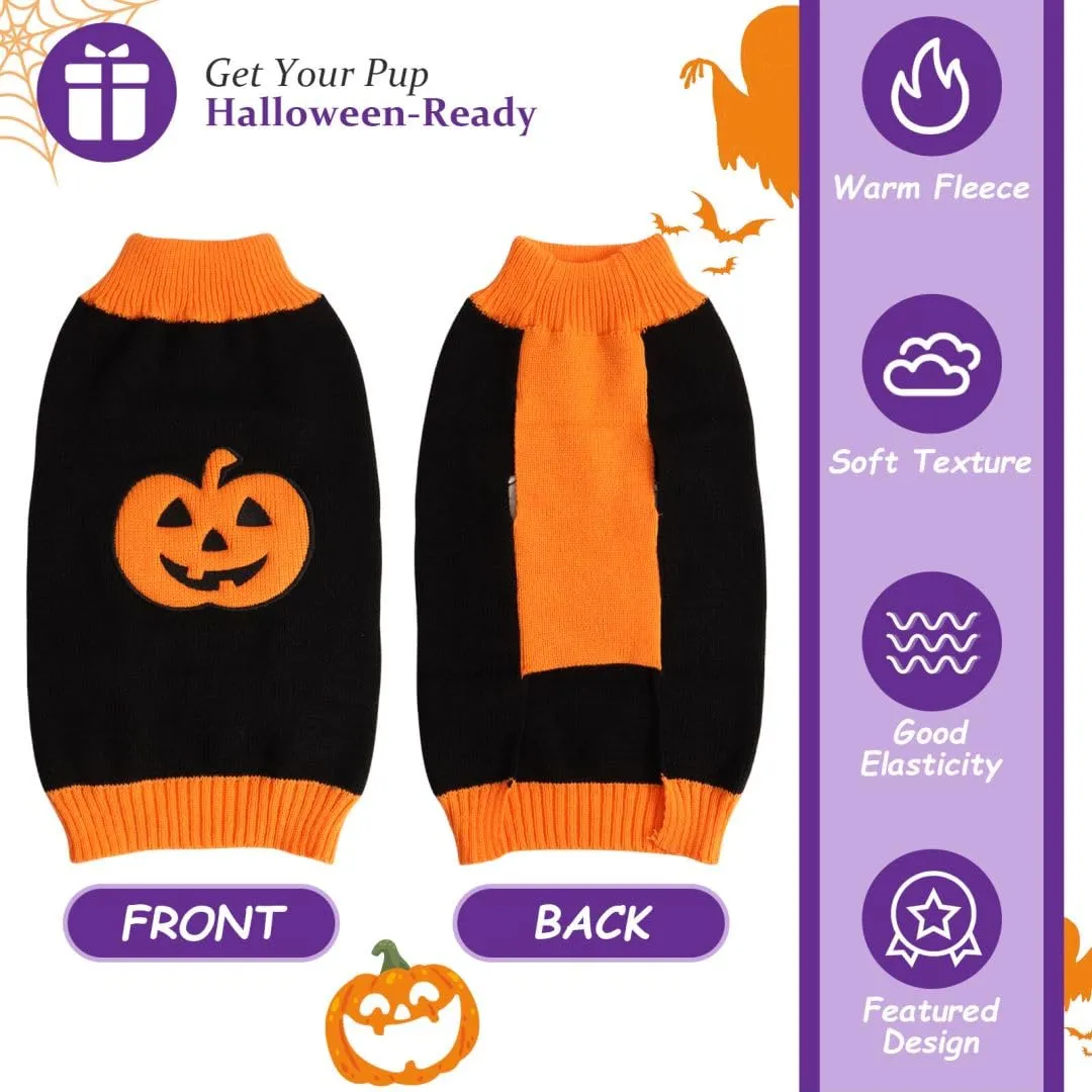 Maglioncino Cane Halloween Costume Gatto Caldi Vestito Zucca -Nero XXS - immagine 5