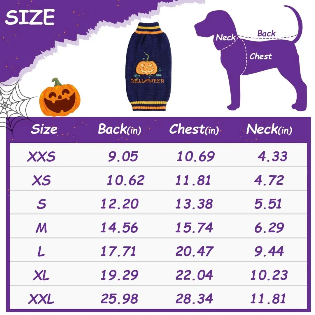 Maglioncino Cane Halloween Costume Gatto Caldi Vestito Zucca -Blu XXS - immagine 3