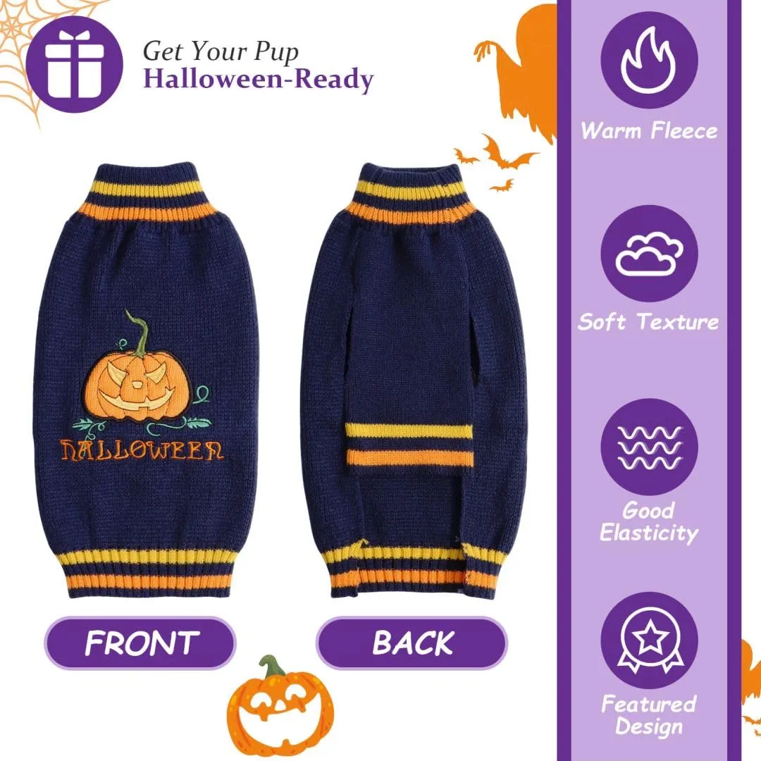 Maglioncino Cane Halloween Costume Gatto Caldi Vestito Zucca -Blu XXS - immagine 5