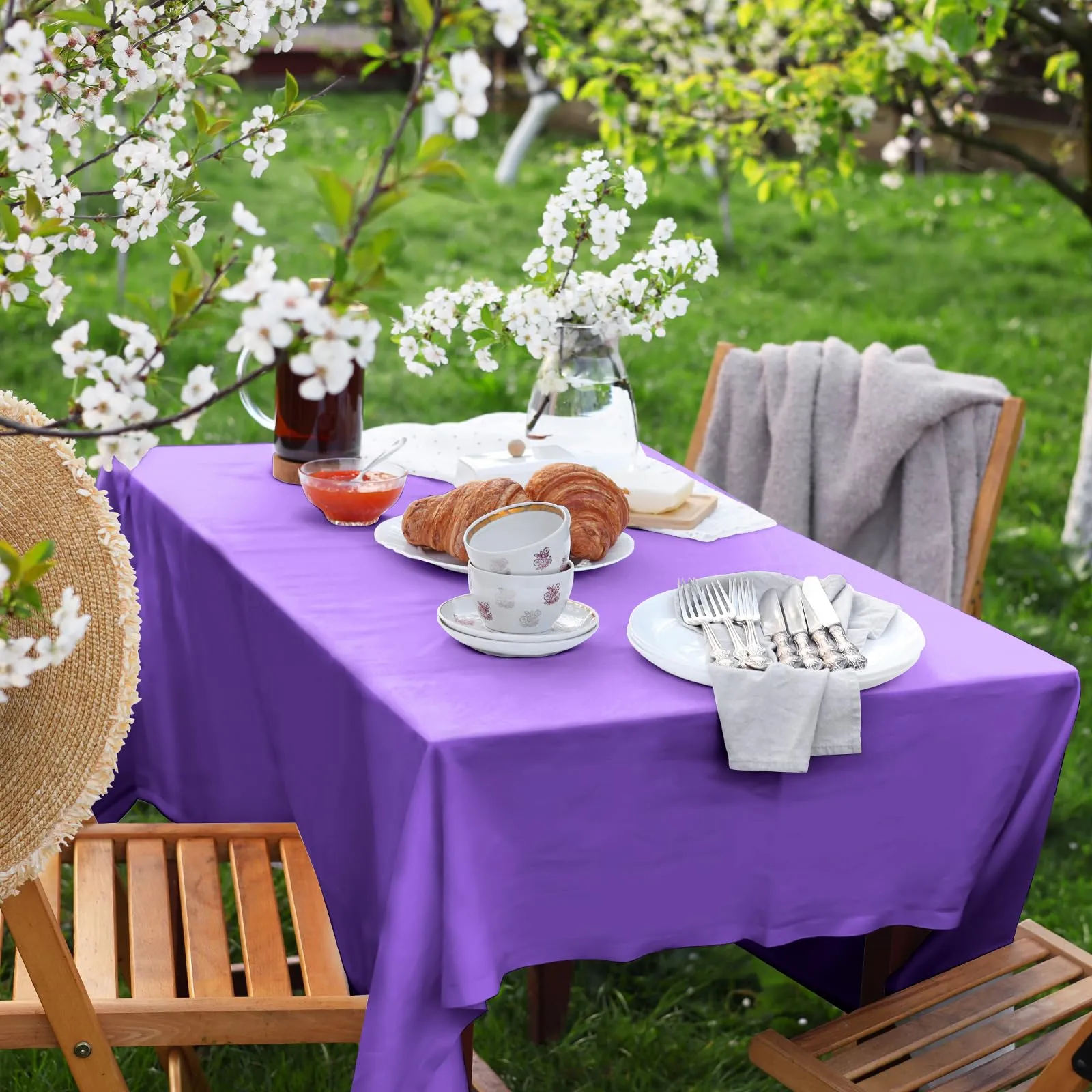 NACHLYNN Confezione da 6 tovaglie in plastica usa e getta, 137 x 274 cm, colore nero, viola, arancione, rettangolari, per feste di Halloween, fidanzamento, matrimoni, battesimi, compleanni, - immagine 6