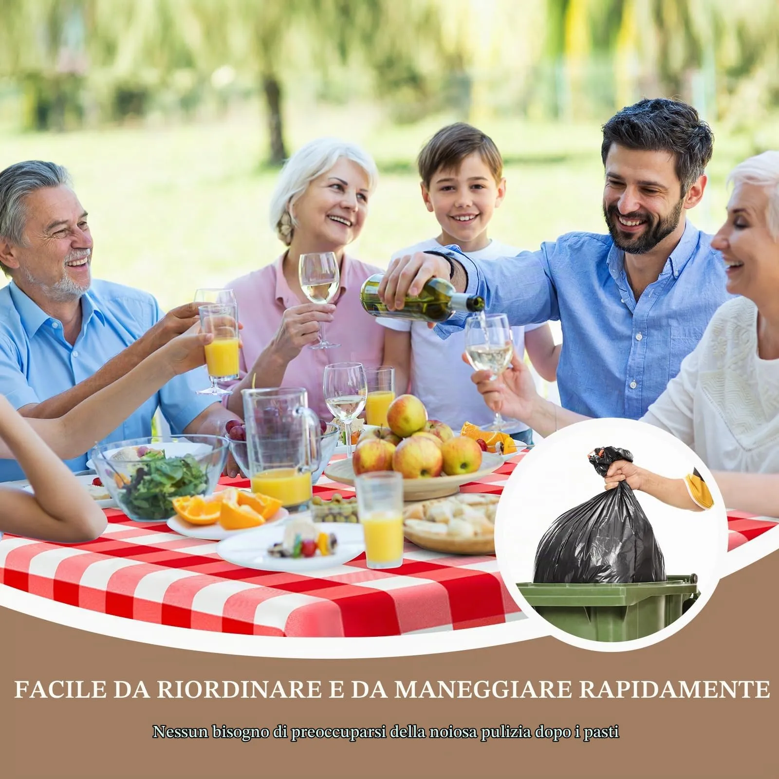 NACHLYNN Confezione da 6 tovaglie in plastica usa e getta, 137 x 274 cm, a quadretti rossi, rettangolari, per feste, fidanzamenti, matrimoni, battesimi, compleanni, decorazioni - immagine 4