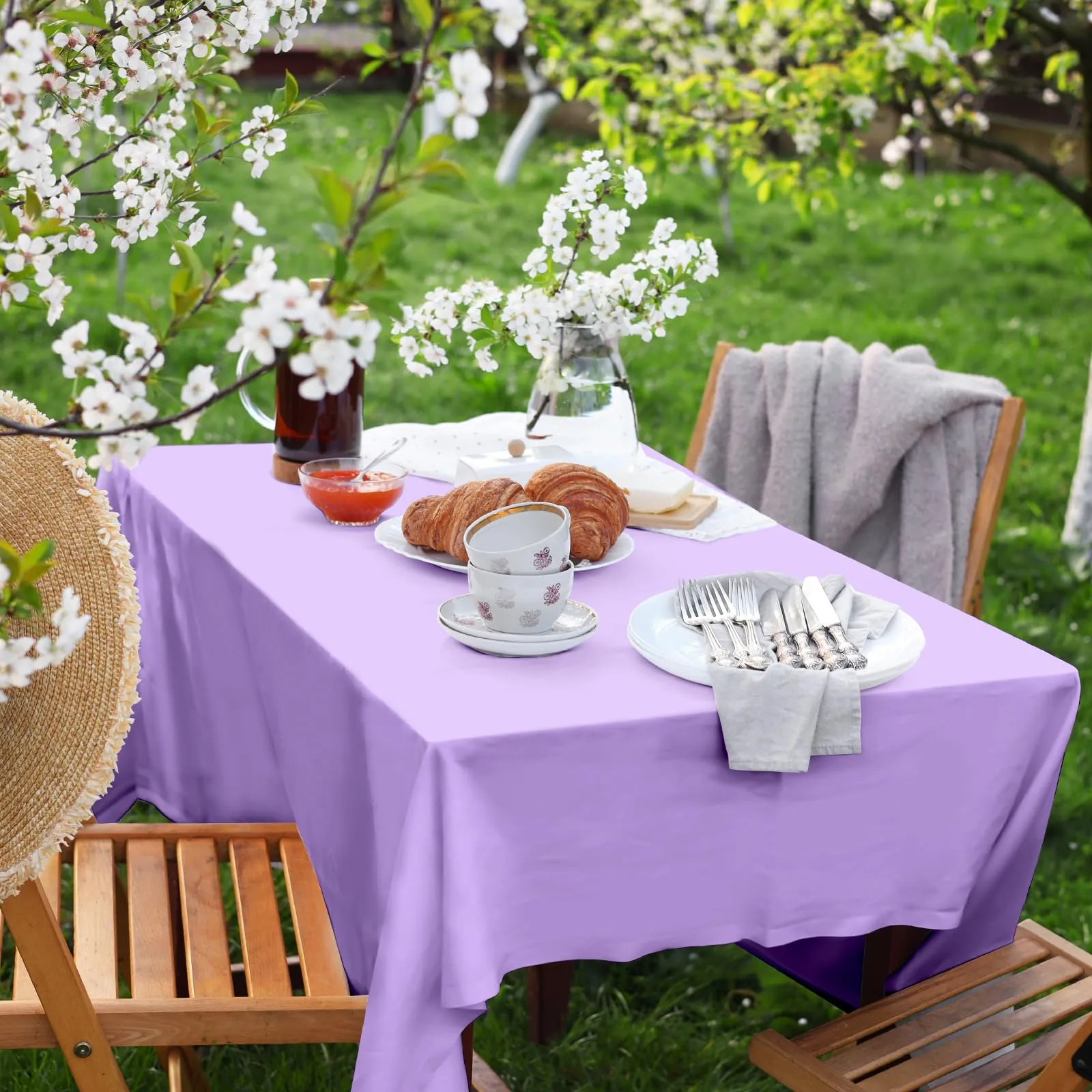 NACHLYNN Confezione da 6 tovaglie in plastica usa e getta, 137 x 274 cm, color lavanda, rettangolari, per feste, fidanzamenti, matrimoni, battesimi, compleanni, decorazioni - immagine 6