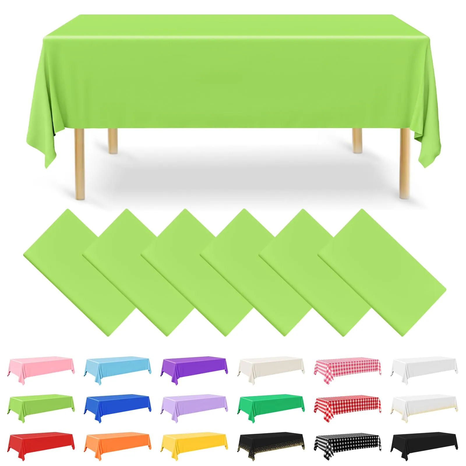 NACHLYNN Confezione da 6 tovaglie in plastica usa e getta, 137 x 274 cm, colore verde salvia, rettangolari, per feste, fidanzamenti, matrimoni, battesimi, compleanni, decorazioni - immagine 1