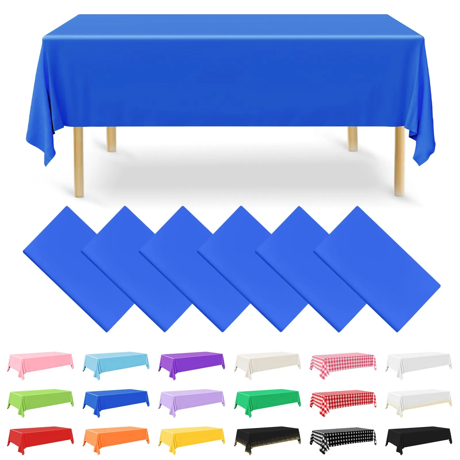 NACHLYNN Confezione da 6 tovaglie in plastica usa e getta, 137 x 274 cm, colore blu scuro, rettangolari, per feste, fidanzamenti, matrimoni, battesimi, compleanni, decorazioni - immagine 1