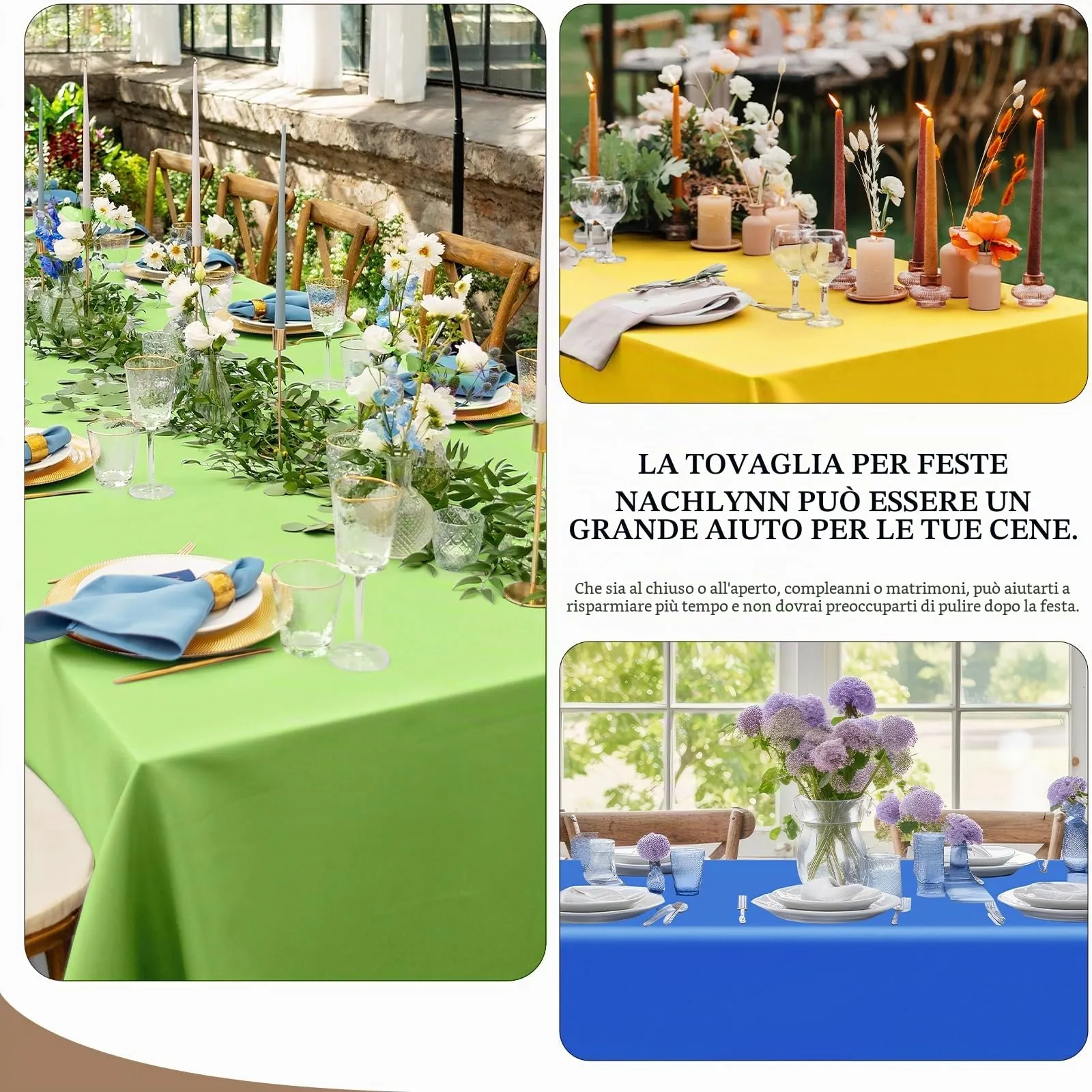 NACHLYNN Confezione da 6 tovaglie in plastica usa e getta, 137 x 274 cm, colore blu scuro, rettangolari, per feste, fidanzamenti, matrimoni, battesimi, compleanni, decorazioni - immagine 5