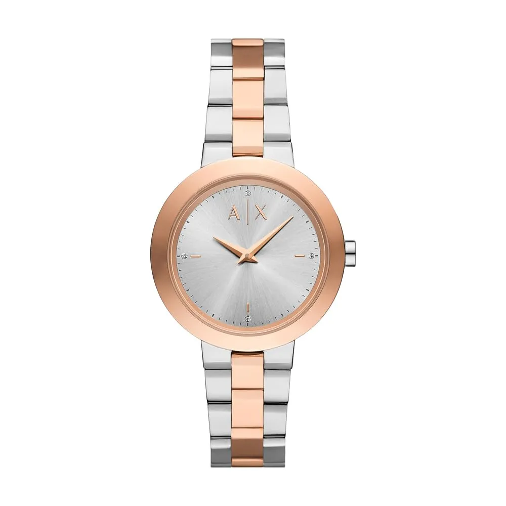 Armani Exchange Orologio da donna, Movimento al quarzo a due lancette e cassa da 36 mm con cinturino in acciaio o pelle - immagine 1