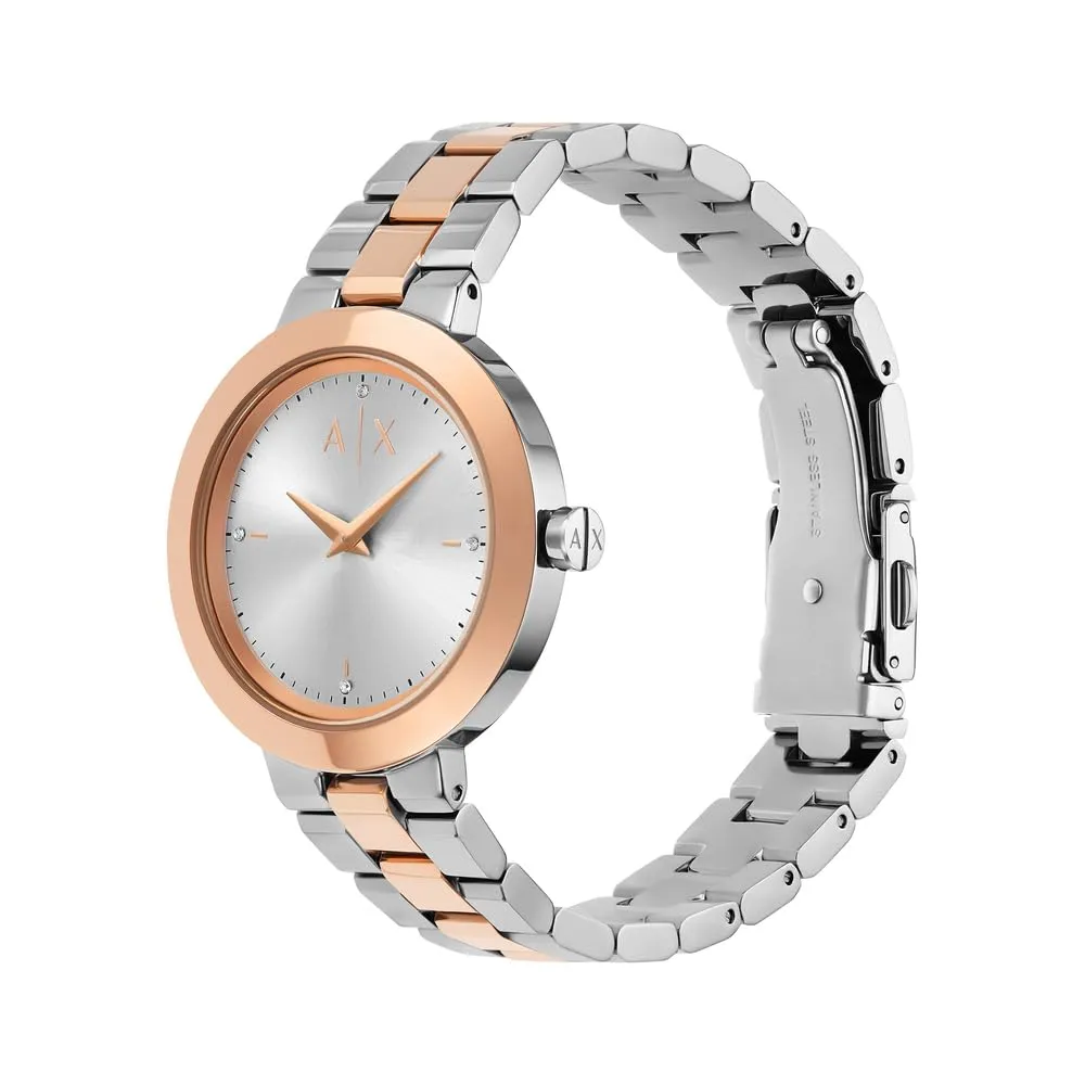 Armani Exchange Orologio da donna, Movimento al quarzo a due lancette e cassa da 36 mm con cinturino in acciaio o pelle - immagine 3