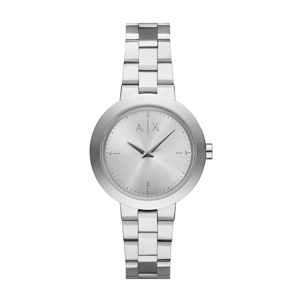 Armani Exchange Orologio da donna, Movimento al quarzo a due lancette e cassa da 36 mm con cinturino in acciaio o pelle - immagine 1