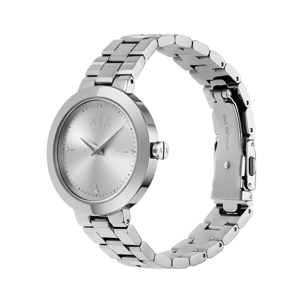 Armani Exchange Orologio da donna, Movimento al quarzo a due lancette e cassa da 36 mm con cinturino in acciaio o pelle - immagine 3