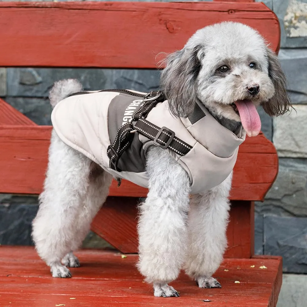 Oslueidy Giubbotti invernali per cani,Cappotti caldi per cani Vestiti per cani Abbigliamento per cani Gilet impermeabile per cuccioli con pettorina per cani di piccola taglia media - immagine 6