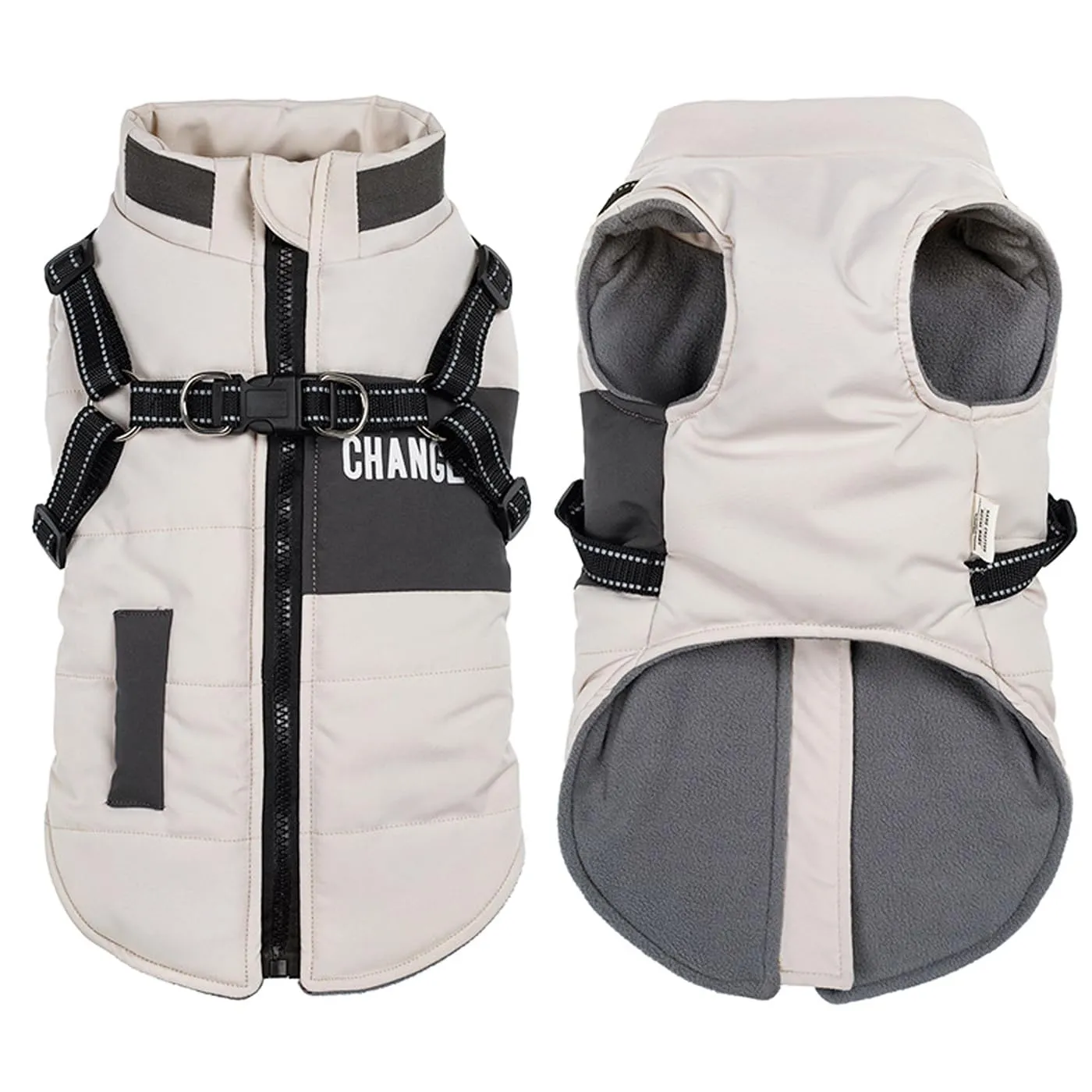 Oslueidy Giubbotti invernali per cani,Cappotti caldi per cani Vestiti per cani Abbigliamento per cani Gilet impermeabile per cuccioli con pettorina per cani di piccola taglia media - immagine 1