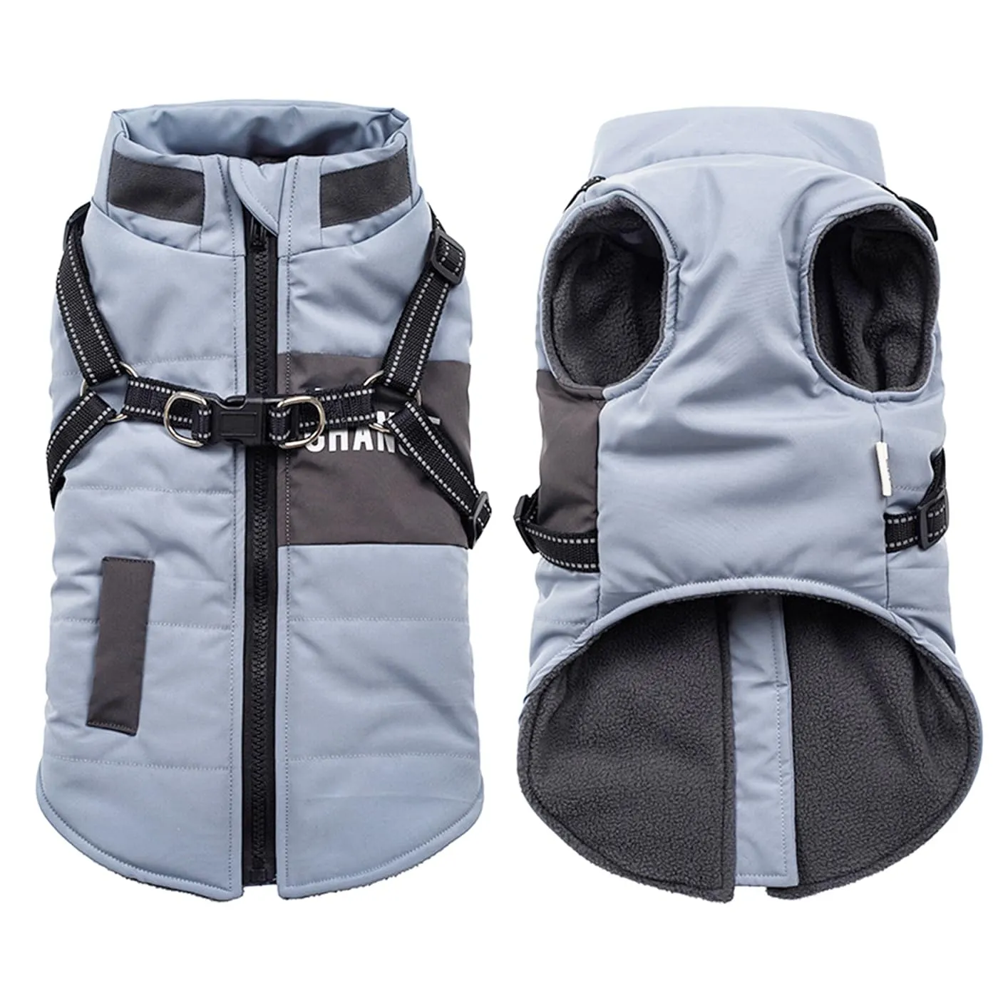 Oslueidy Giubbotti invernali per cani,Cappotti caldi per cani Vestiti per cani Abbigliamento per cani Gilet impermeabile per cuccioli con pettorina per cani di piccola taglia media - immagine 1