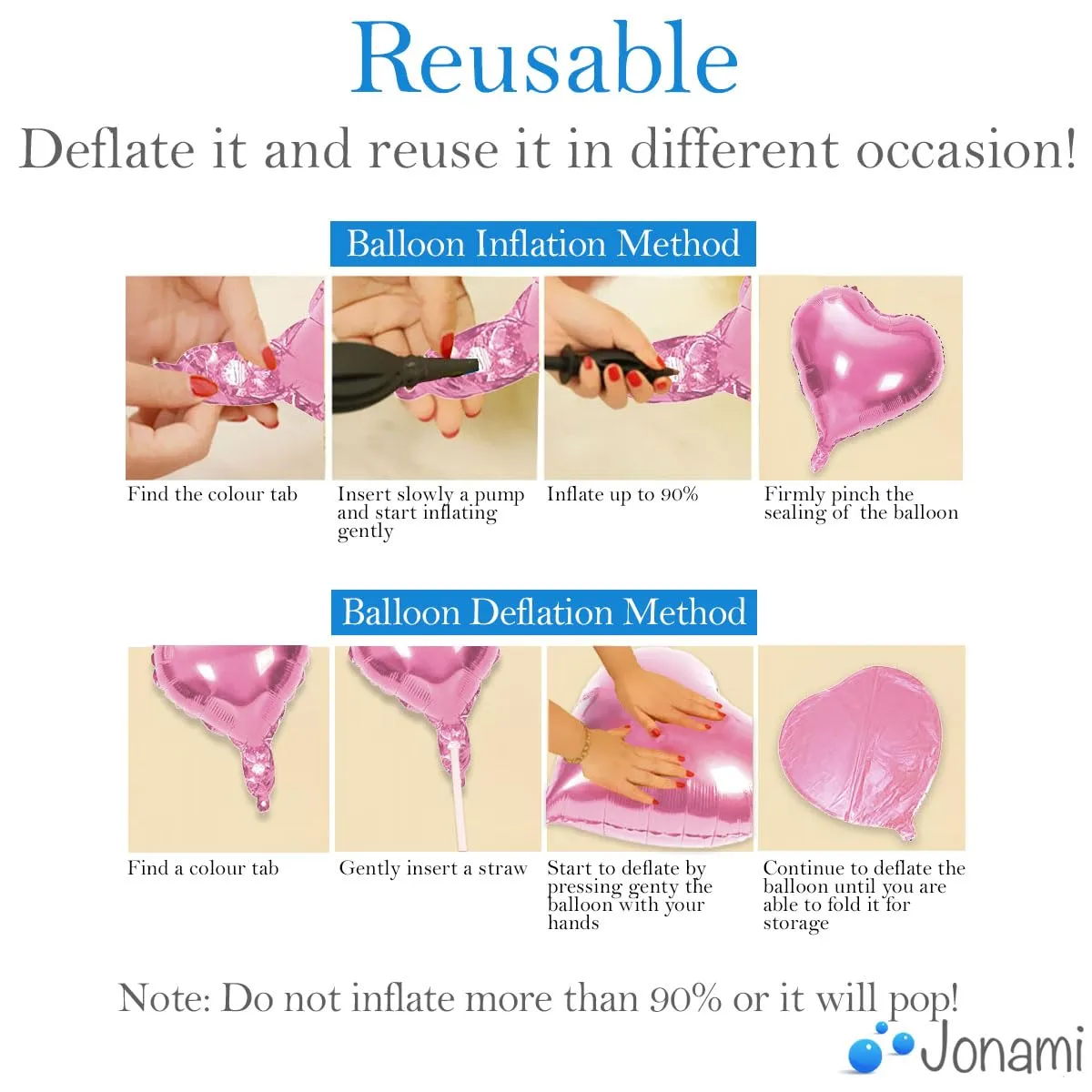 Jonami 25 Palloncini a Forma di Cuore Rosa ad Elio o Aria per Decorazione Romantica, San Valentino, Anniversario Matrimonio e Fidanzamento - immagine 4