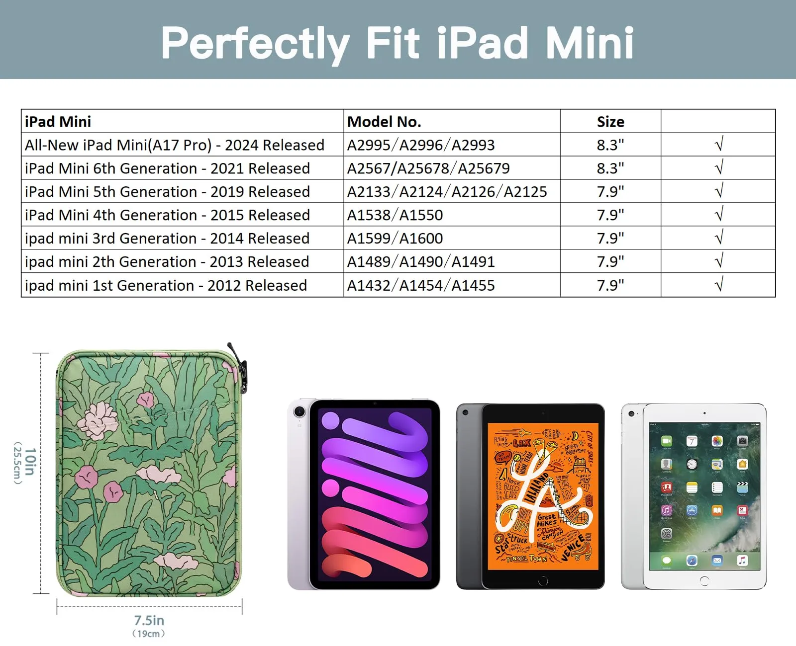 TiMOVO Custodia Protettiva per iPad Mini 8-9", Fiore Verde - immagine 2