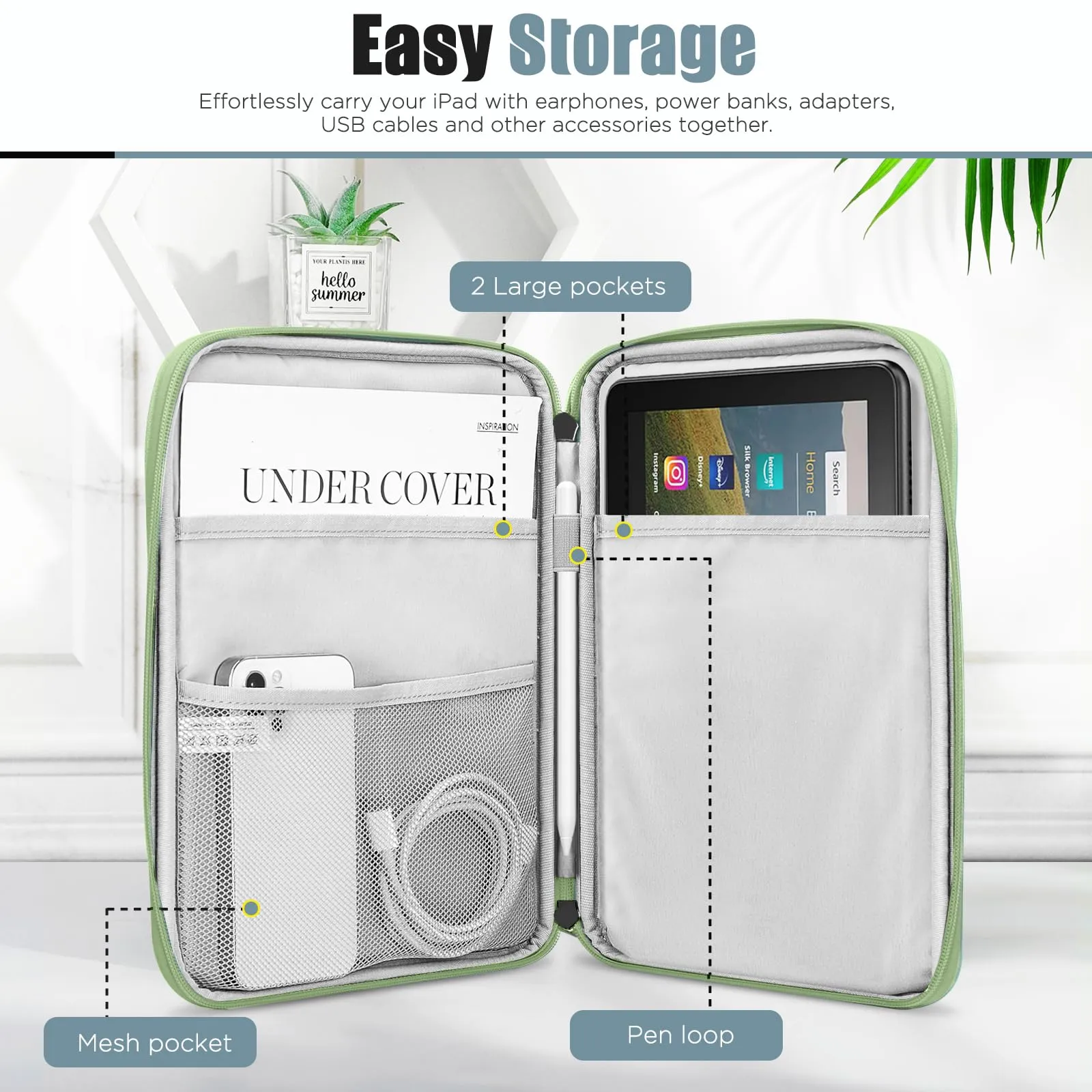 TiMOVO Custodia Protettiva per iPad Mini 8-9", Fiore Verde - immagine 3