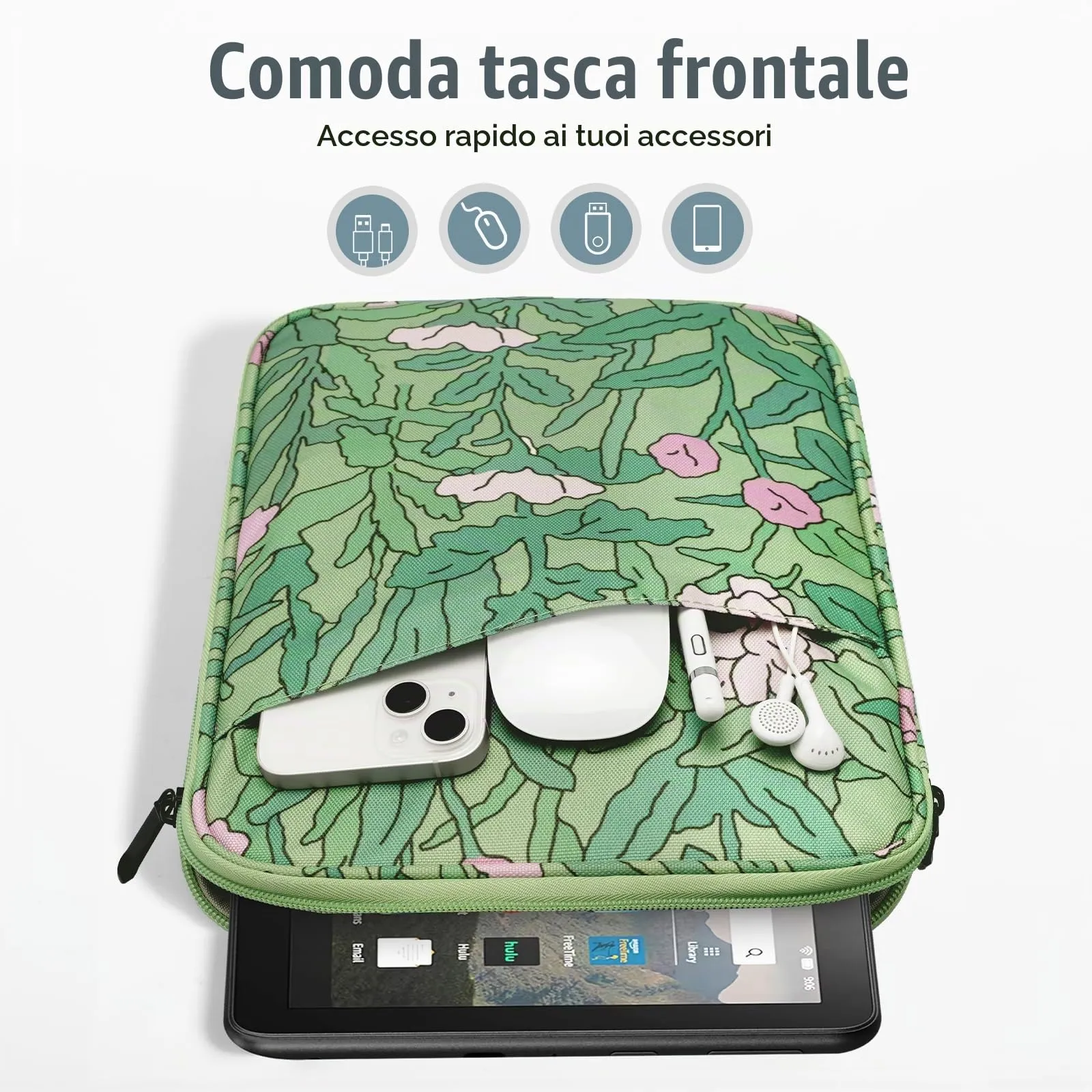 TiMOVO Custodia Protettiva per iPad Mini 8-9", Fiore Verde - immagine 6