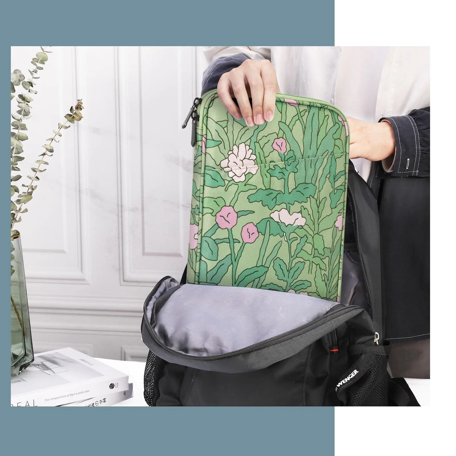 TiMOVO Custodia Protettiva per iPad Mini 8-9", Fiore Verde - immagine 8