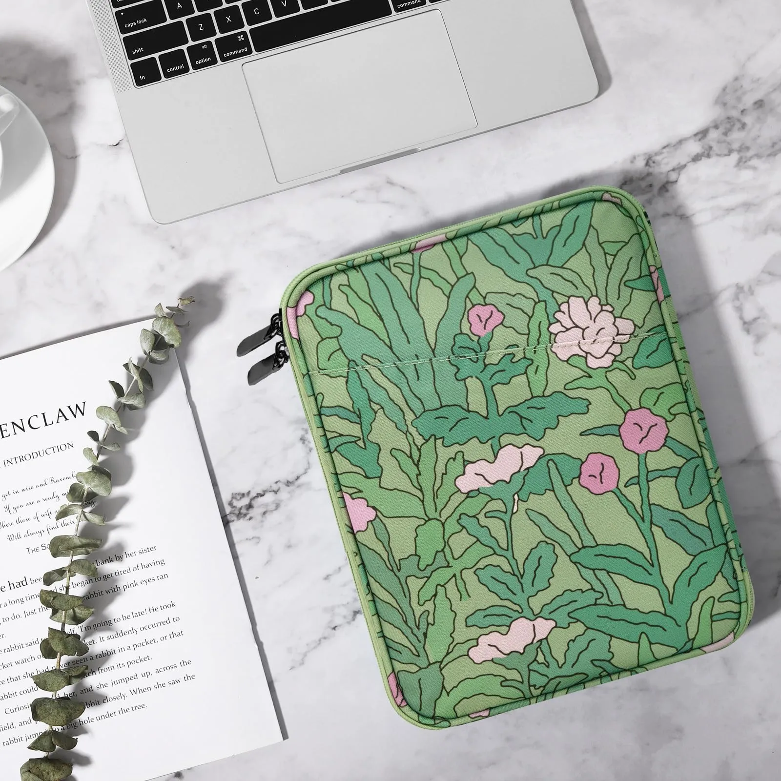 TiMOVO Custodia Tablet 9-11 Pollici con Tasca, Fiore Verde - immagine 7
