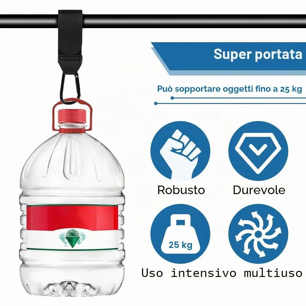URAQT Ganci Passeggino 3 Pezzi, Nero Ganci per Passeggino Gancio per borsa della spesa, Gancio Passeggino Universale Sicuri Resistenti, Passeggino Accessori in Pelle, Antiscivol, Fino a 5 kg - immagine 5