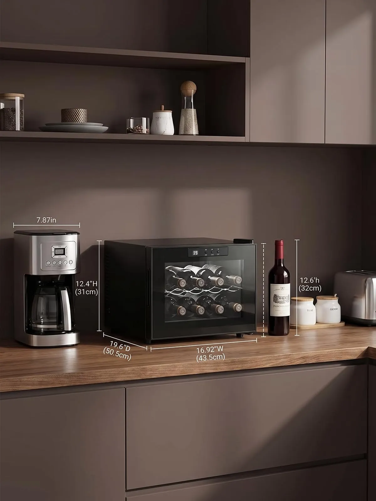 FOHERE Cantinetta Vino 8 Bottiglie, Mini Frigobar Libera Installazione - immagine 2