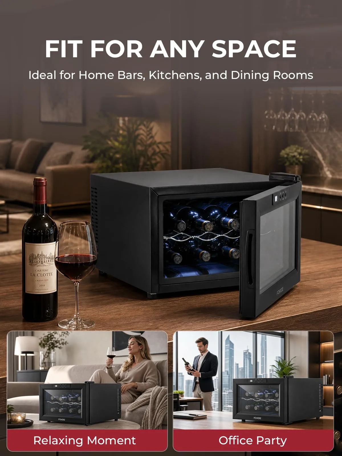 FOHERE Cantinetta Vino 8 Bottiglie, Mini Frigobar Libera Installazione - immagine 8