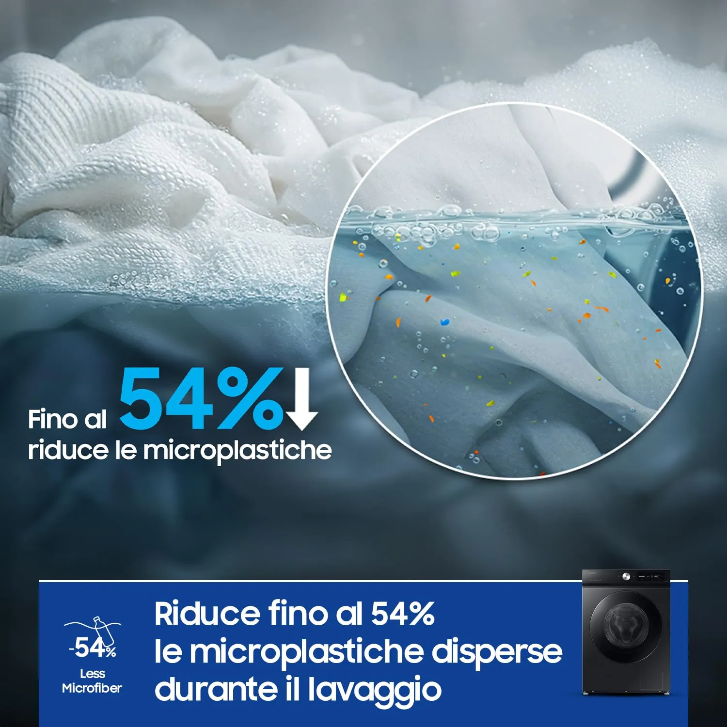 Samsung Lavatrice BESPOKE AI WW90DB7U94GB/U3 Libera installazione, 9 Kg, Ecodosatore, Super Speed, AI Wash, Corpo: Nero, Oblò: Nero, 60l x 85h x 60p cm - immagine 5