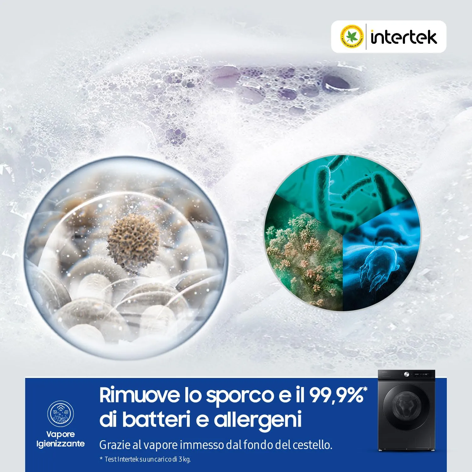 Samsung Lavatrice BESPOKE AI WW90DB7U94GB/U3 Libera installazione, 9 Kg, Ecodosatore, Super Speed, AI Wash, Corpo: Nero, Oblò: Nero, 60l x 85h x 60p cm - immagine 7