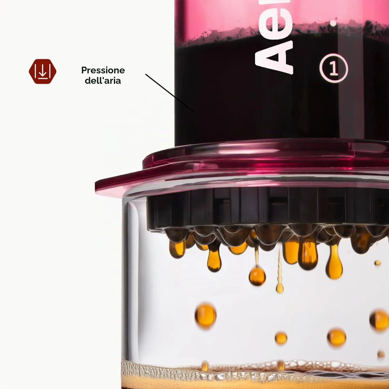 AeroPress Clear Pink Coffee Press, French Press tutto in uno, macchina da caffè manuale stile espresso e pour-over, infusione in 2 minuti, piccola macchina portatile da viaggio e campeggio - immagine 4