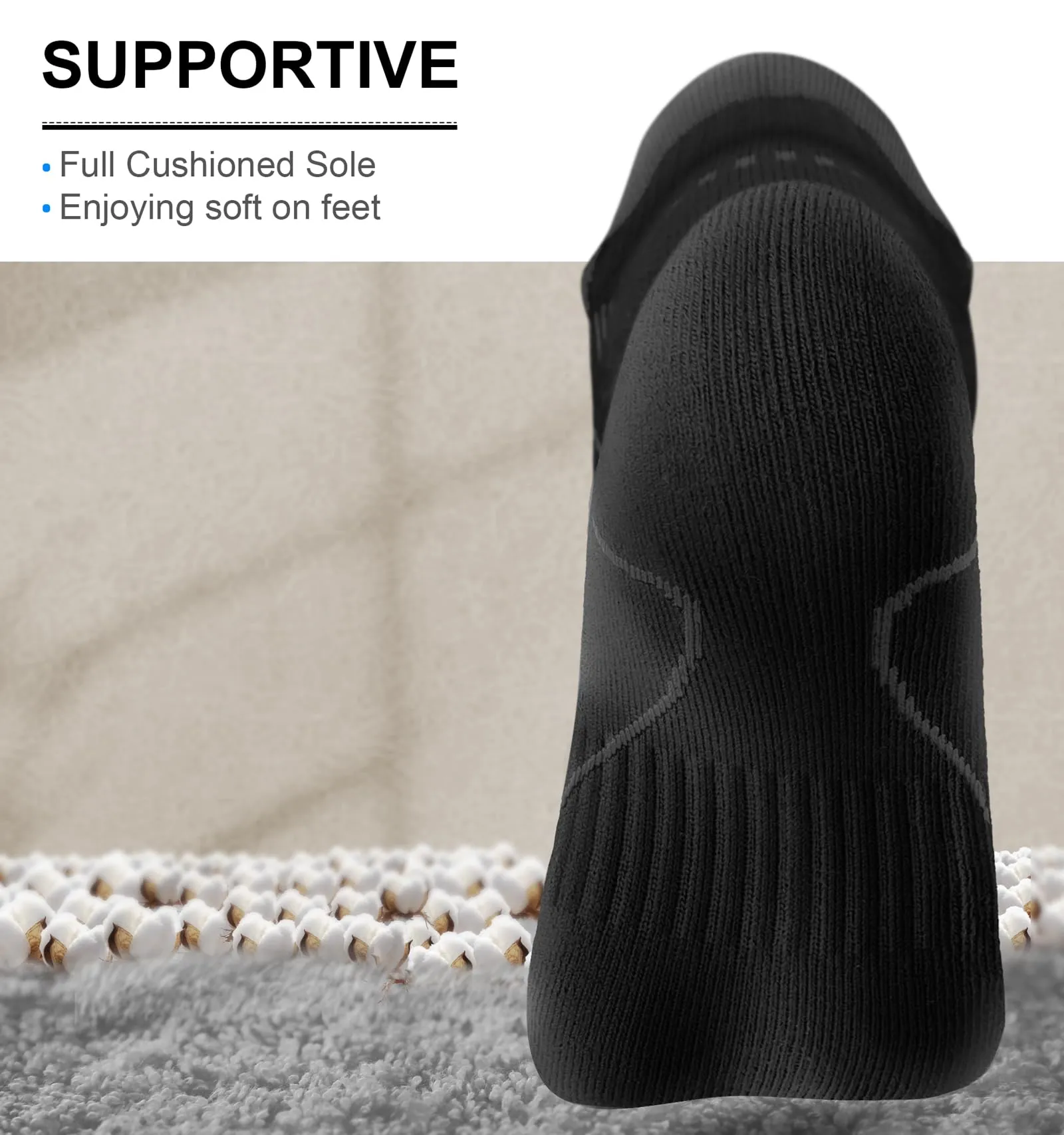 BULLIANT Calzini Uomo Corti 6 paia, Calze Uomo Corte Sportive Traspirante Calze Alla Caviglia,Assorbimento Dell'umidità(6coppie,47-50) - immagine 5