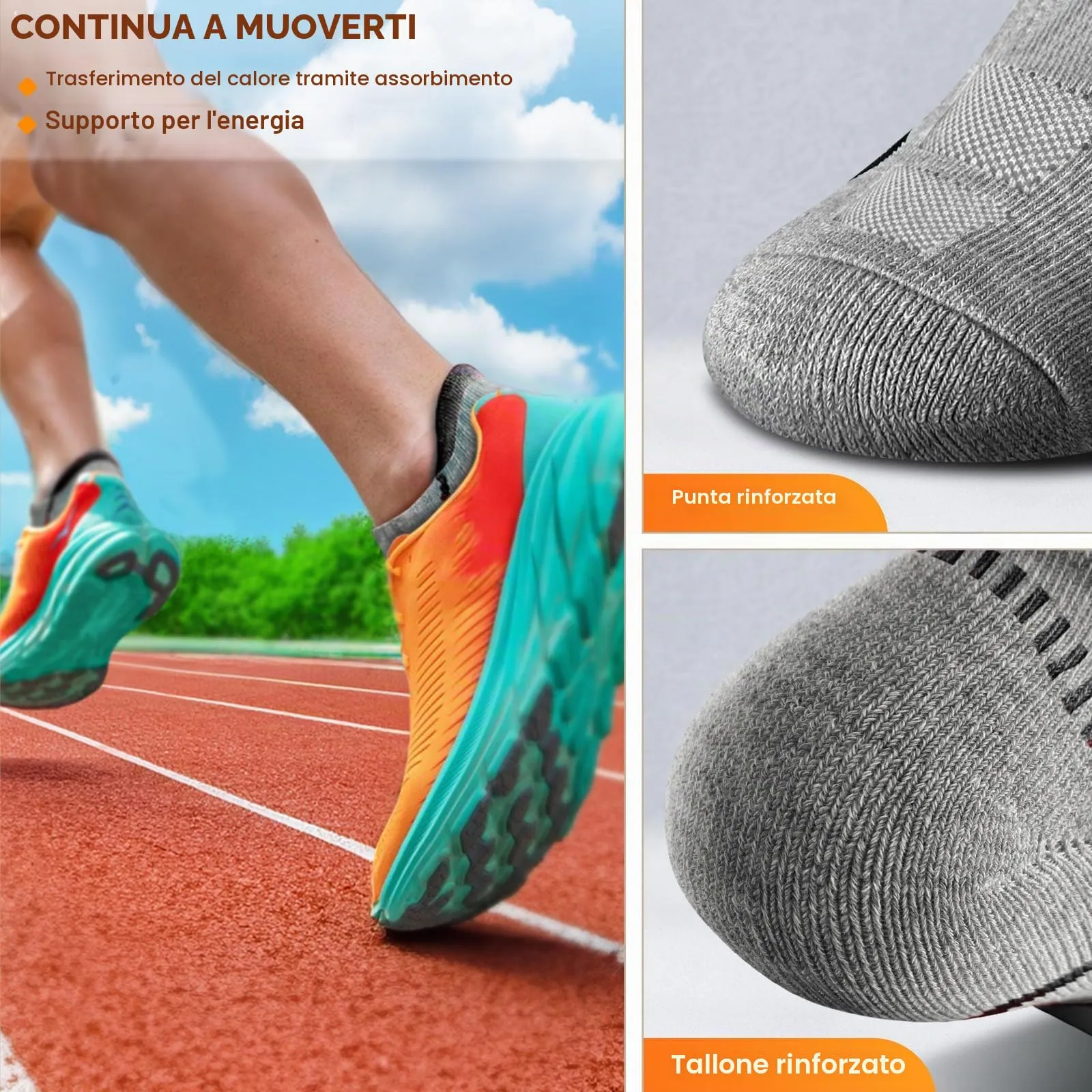 BULLIANT Calzini Uomo Corti 6 paia, Calze Uomo Corte Sportive Traspirante Calze Alla Caviglia,Assorbimento Dell'umidità(6coppie,47-50) - immagine 8