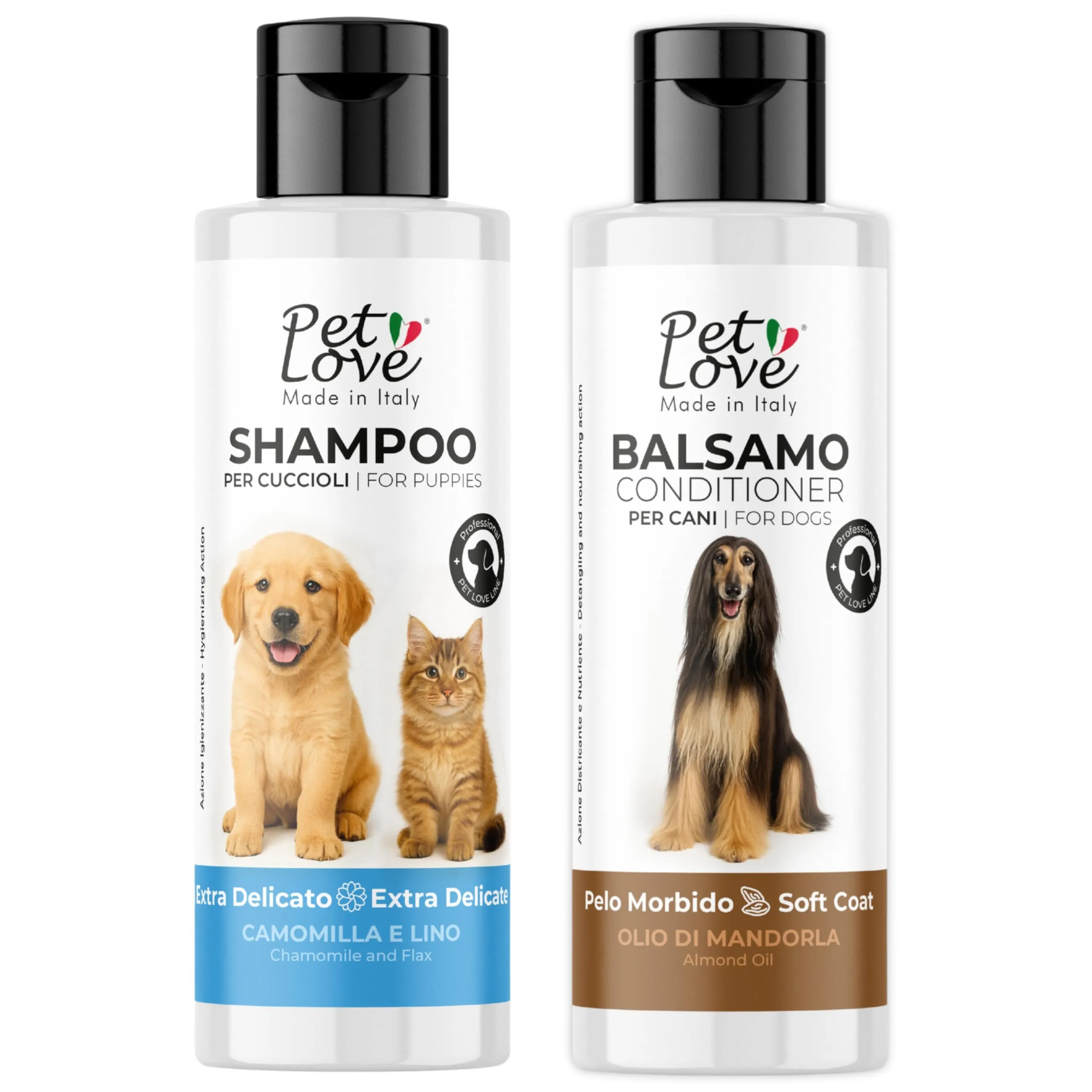 Pet Love Shampoo e Balsamo per Cuccioli Extra Delicato con Azione Nutriente, Igienizzante e Districante per un Pelo Morbido e Luminoso - Set 2 x 250 ml - immagine 1