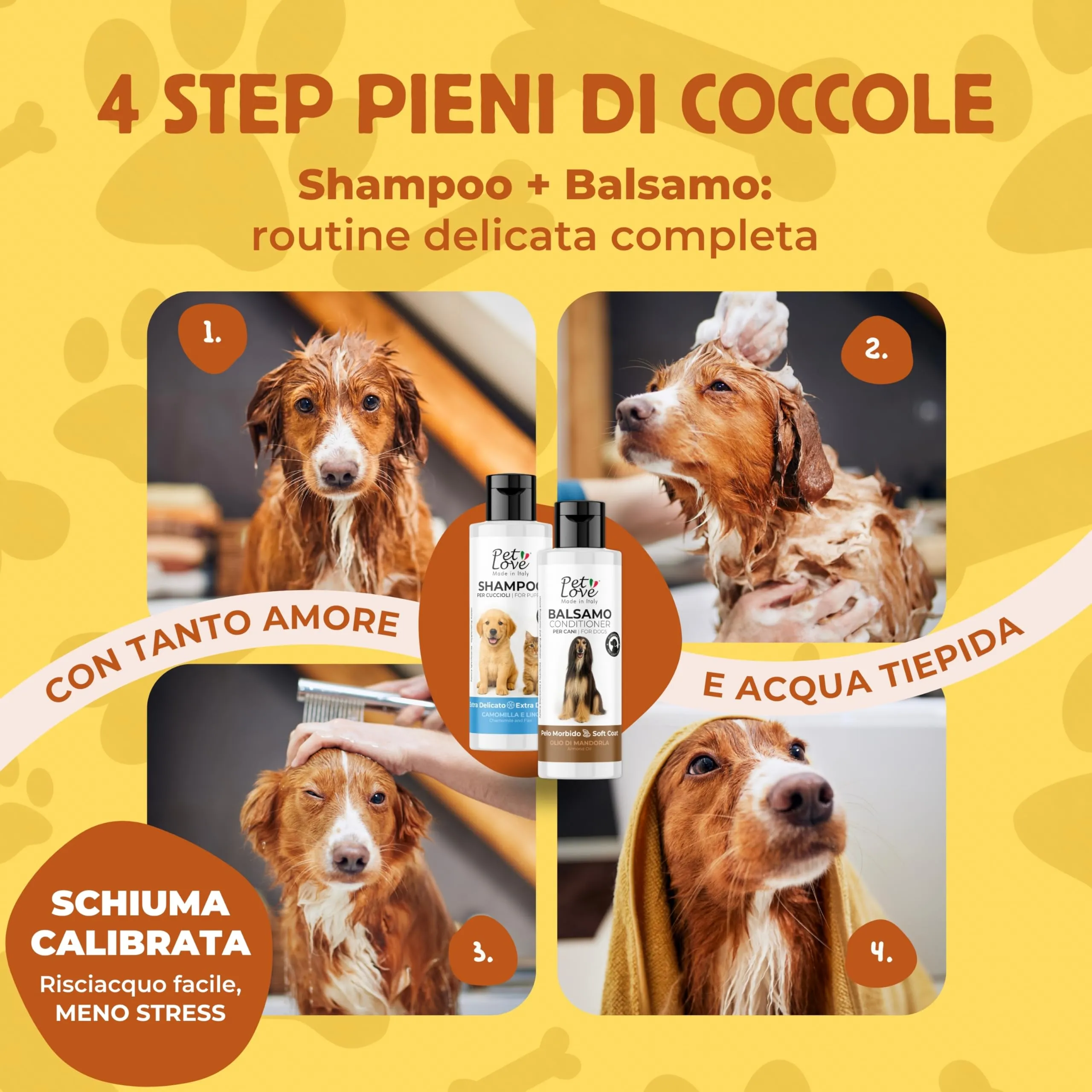 Pet Love Shampoo e Balsamo per Cuccioli Extra Delicato con Azione Nutriente, Igienizzante e Districante per un Pelo Morbido e Luminoso - Set 2 x 250 ml - immagine 5