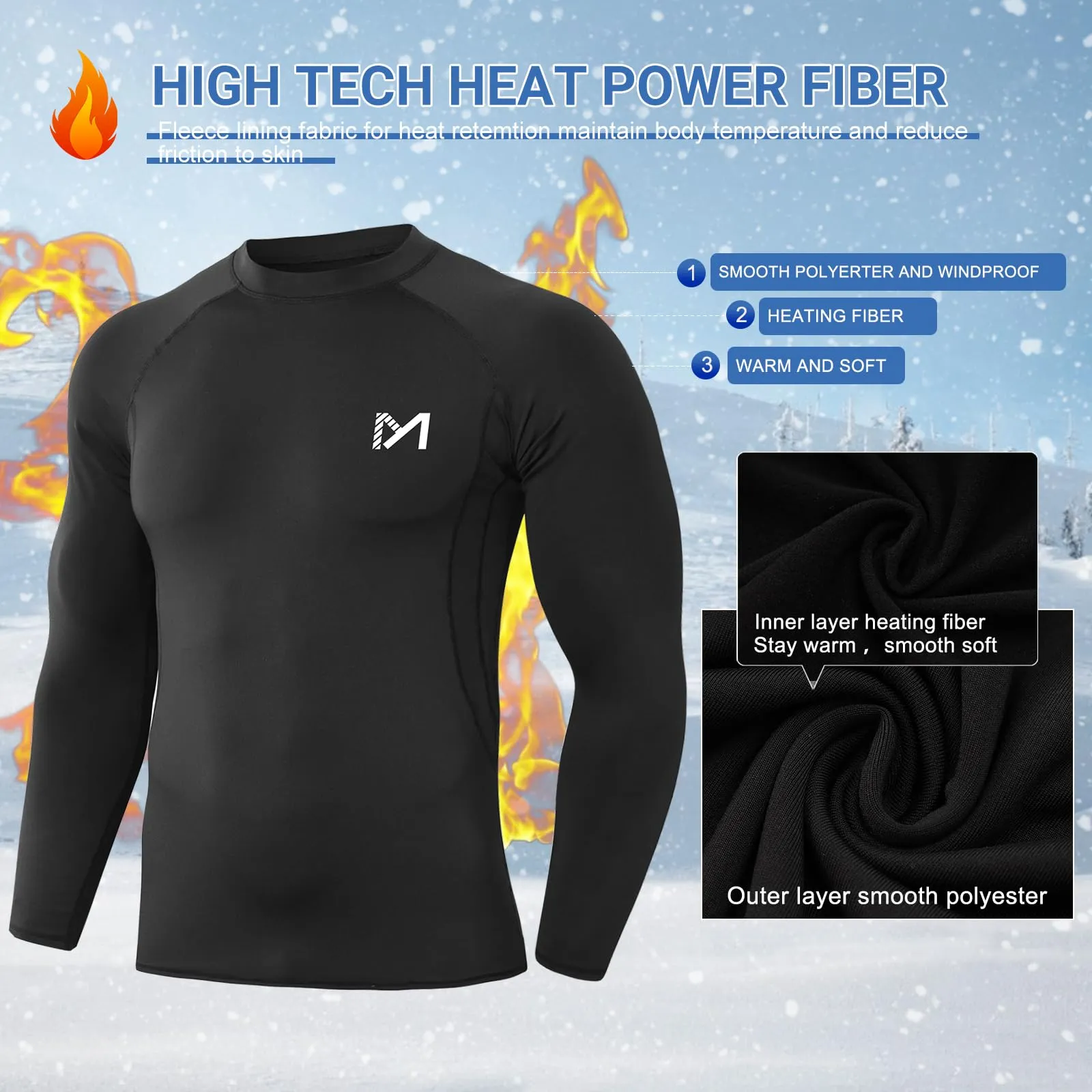 MEETWEE Maglia Termica Uomo, Maglia a Manica Lunga Compression Maglietta Biancheria Intima Sport T-Shirt Baselayer da Corsa Ciclismo Fitness - immagine 2