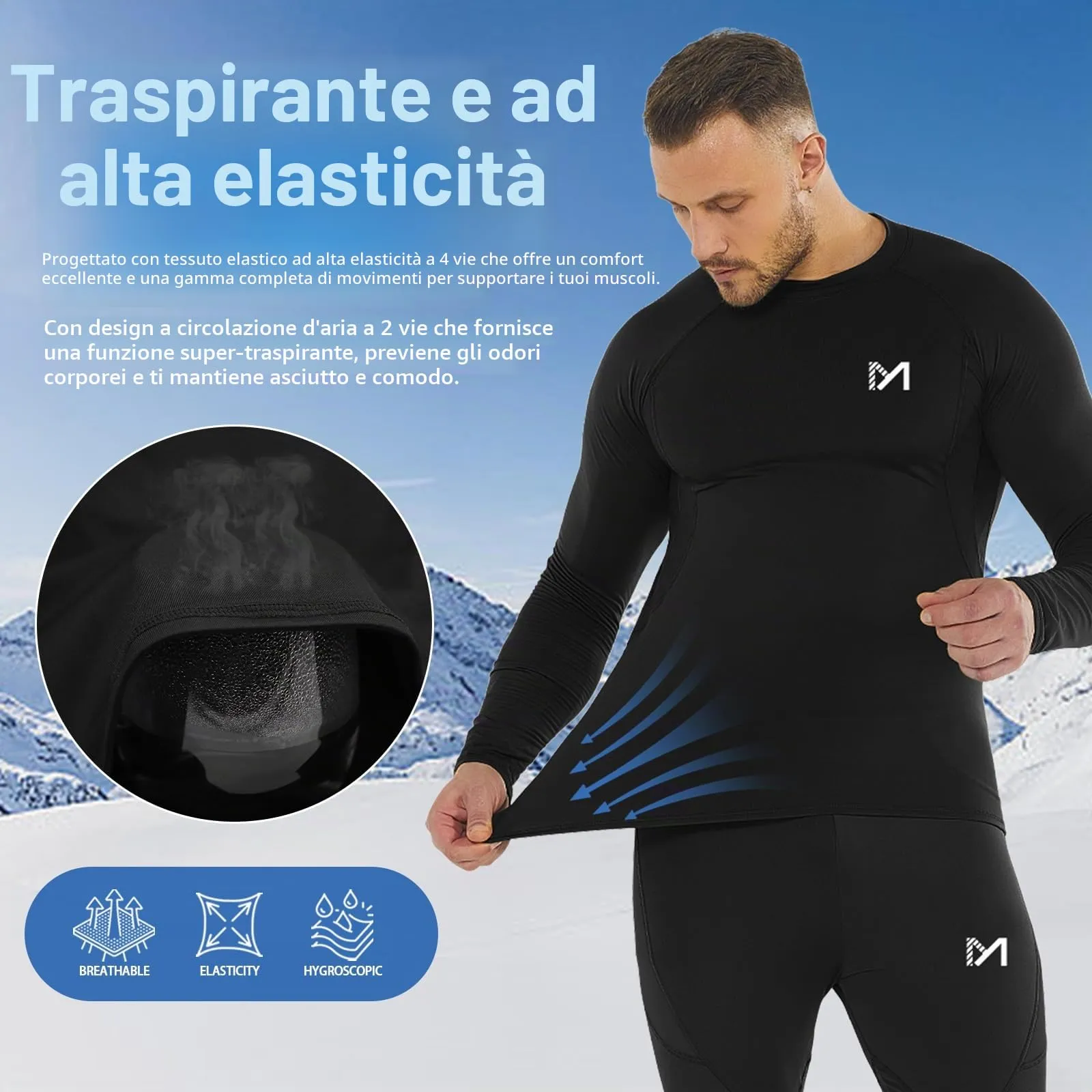 MEETWEE Maglia Termica Uomo, Maglia a Manica Lunga Compression Maglietta Biancheria Intima Sport Traspirante Sottogonna Uomini Camicia Sportiva per la Corsa Fitness Palestra - immagine 5
