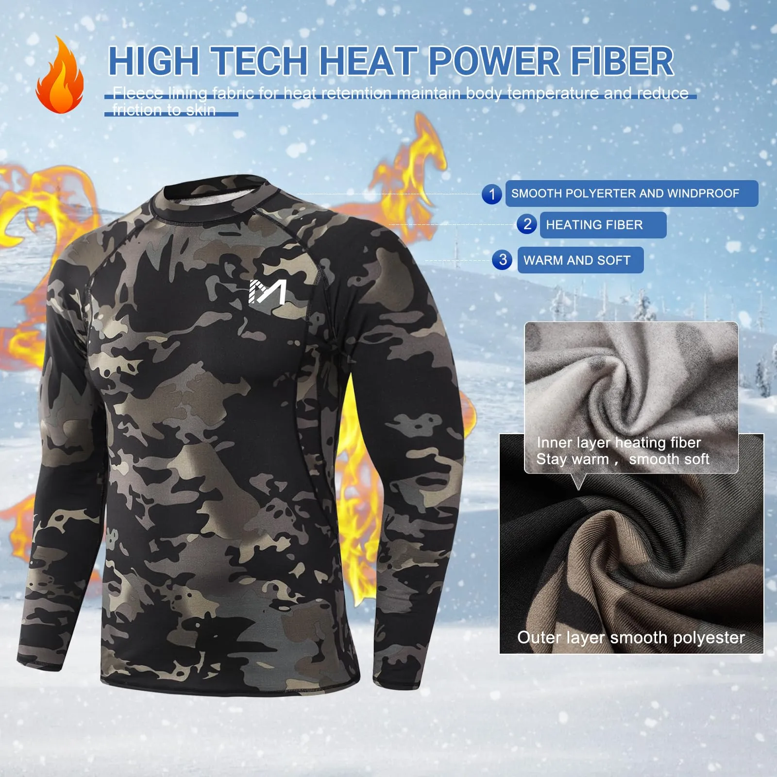 MEETWEE Maglia Termica Uomo, Maglia a Manica Lunga Compression Maglietta Biancheria Intima Sport Traspirante Sottogonna Uomini Camicia Sportiva per la Corsa Fitness Palestra - immagine 2