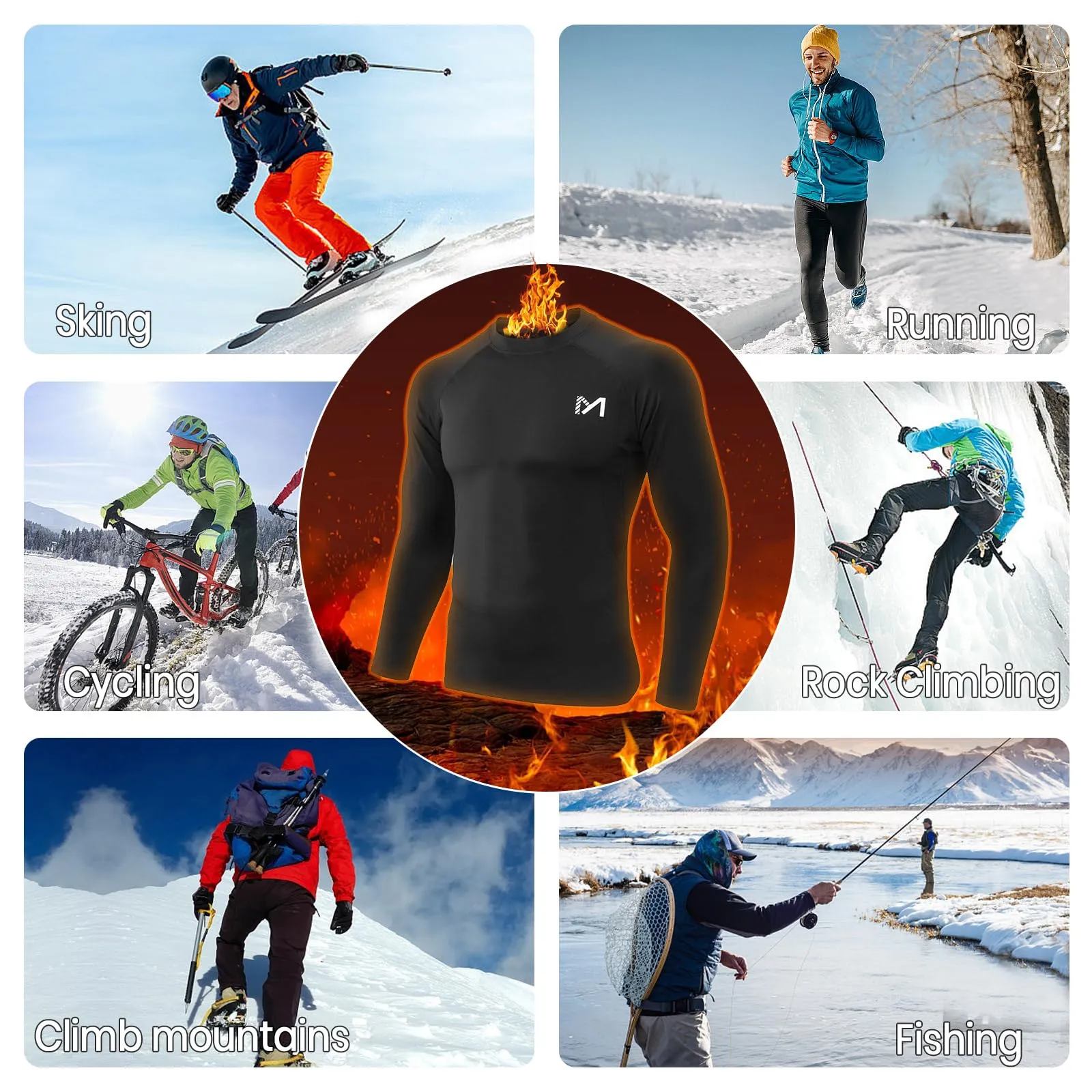 MEETWEE Maglia Termica Uomo, Maglia a Manica Lunga Compression Maglietta Biancheria Intima Sport Traspirante Sottogonna Uomini Camicia Sportiva per la Corsa Fitness Palestra - immagine 6